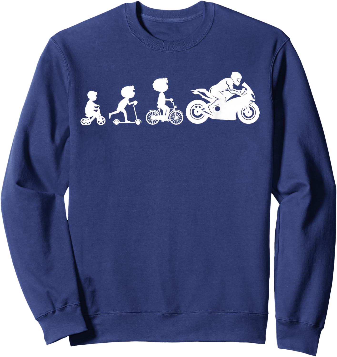 Biker Evolution Supersportler Wheelie Motorrad Mann Frau Sweatshirt - Sweatshirt | Navy