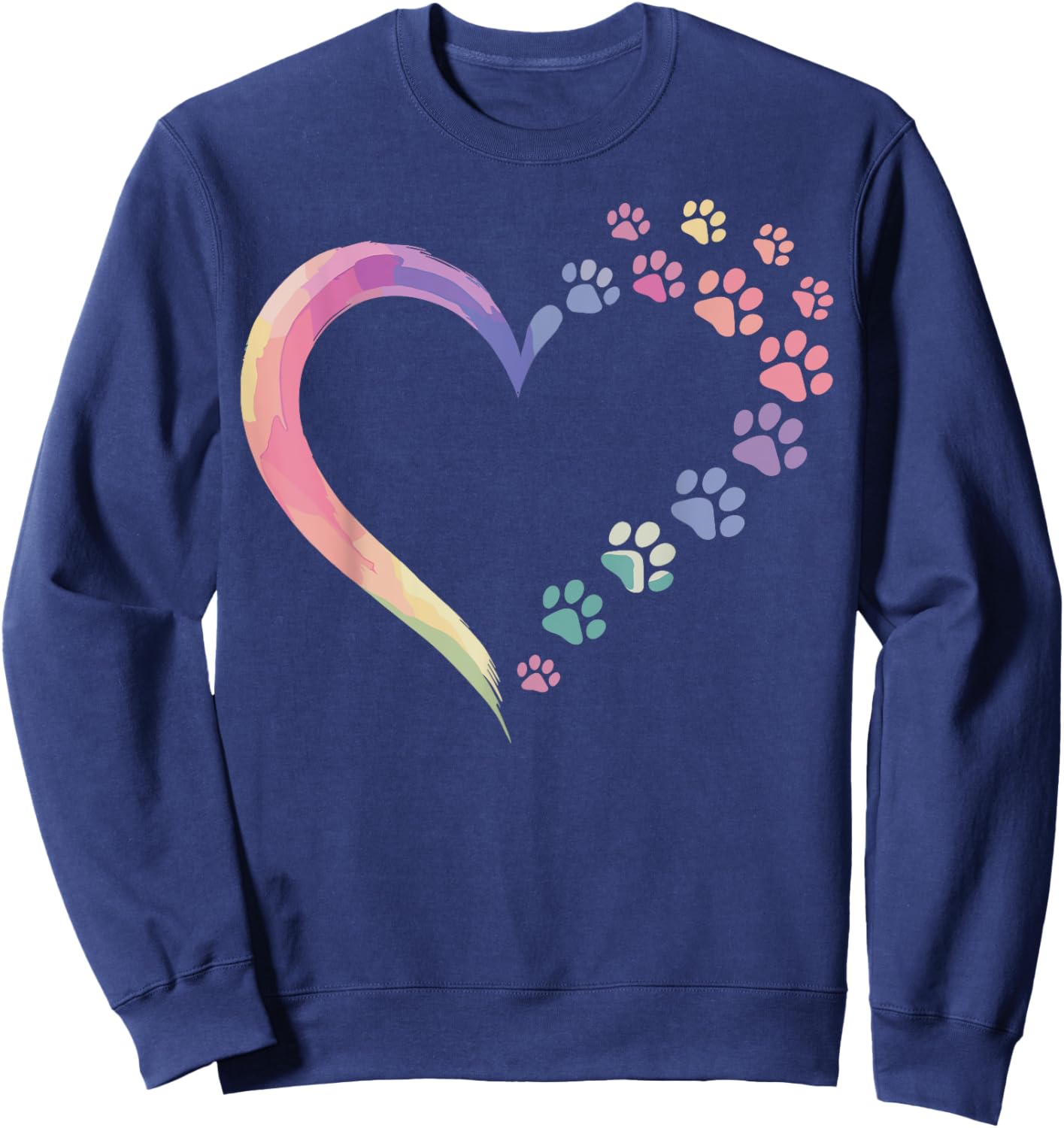Colorful Dog Paw Print Dog Lover Dog Mom Sweatshirt - Sweatshirt | Navy