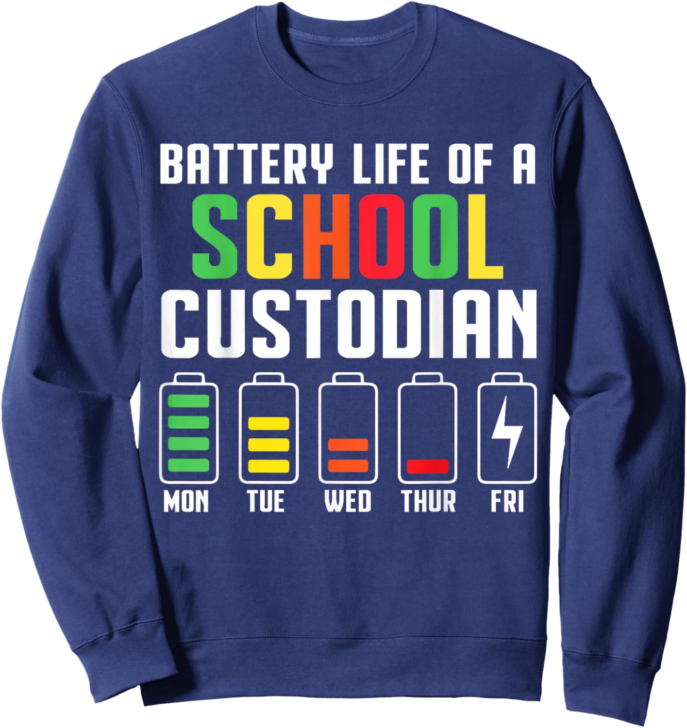 School Custodian Battery Life School Janitor Sweatshirt - Sweatshirt | Navy