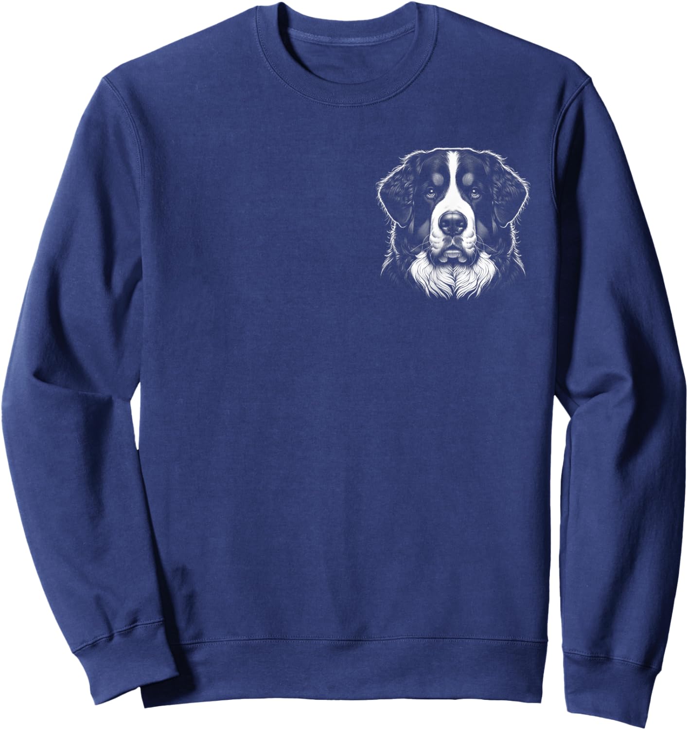 Proud Bernese Mountain Dog Head Portrait on Chest Sweatshirt - Sweatshirt | Navy