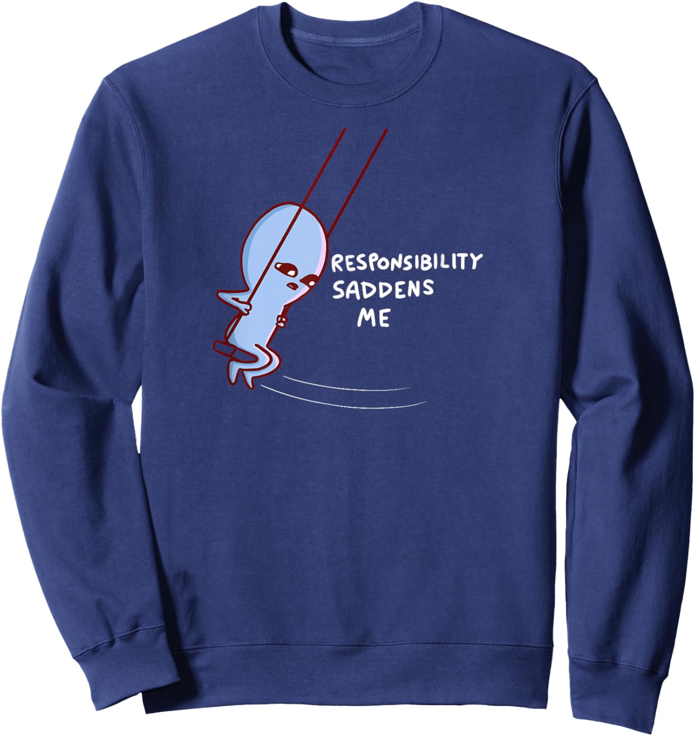 Threadless Nathan W. Pyle Responsibility Saddens Me Graphic Sweatshirt - Sweatshirt | Navy
