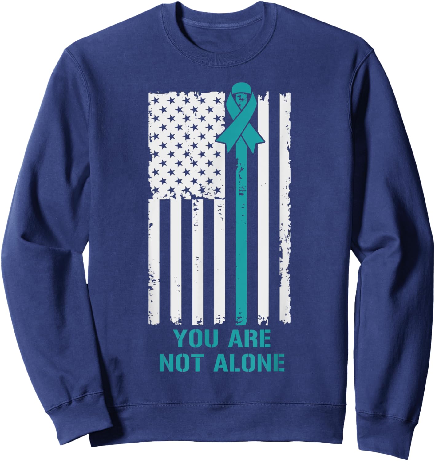 USA Flag You Are Not Alone PTSD Awareness Sweatshirt - Sweatshirt | Navy