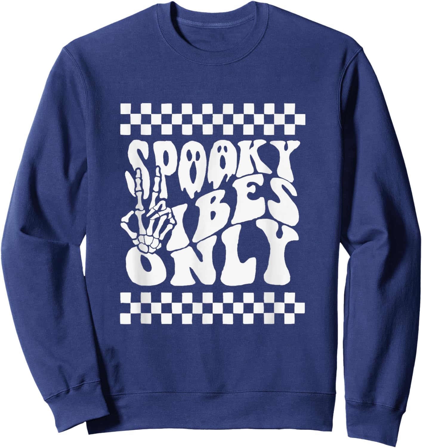 Spooky Vibes Only Halloween Retro Ghosts 80s Party Sweatshirt - Sweatshirt | Navy