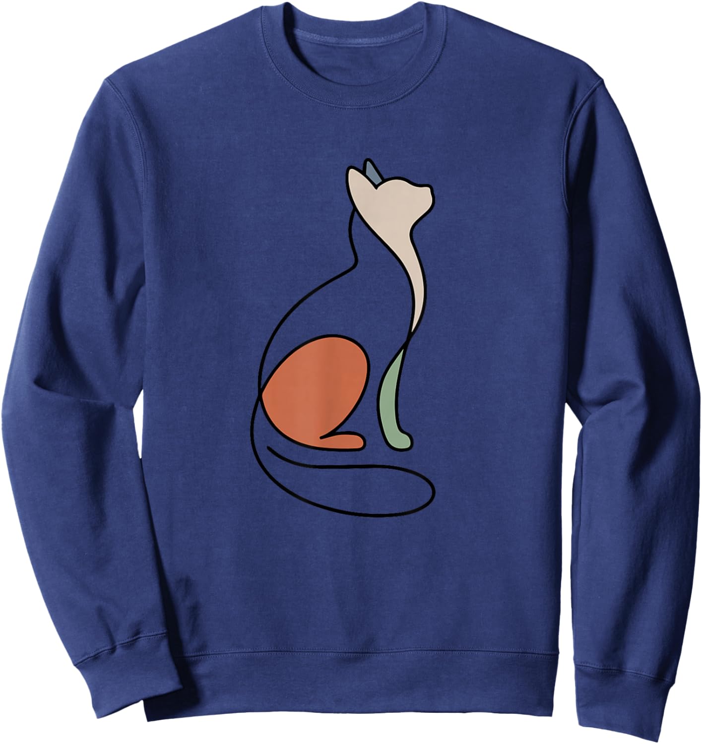 Minimalist Cat Design in Terracotta and Sage Tones Sweatshirt - Sweatshirt | Navy