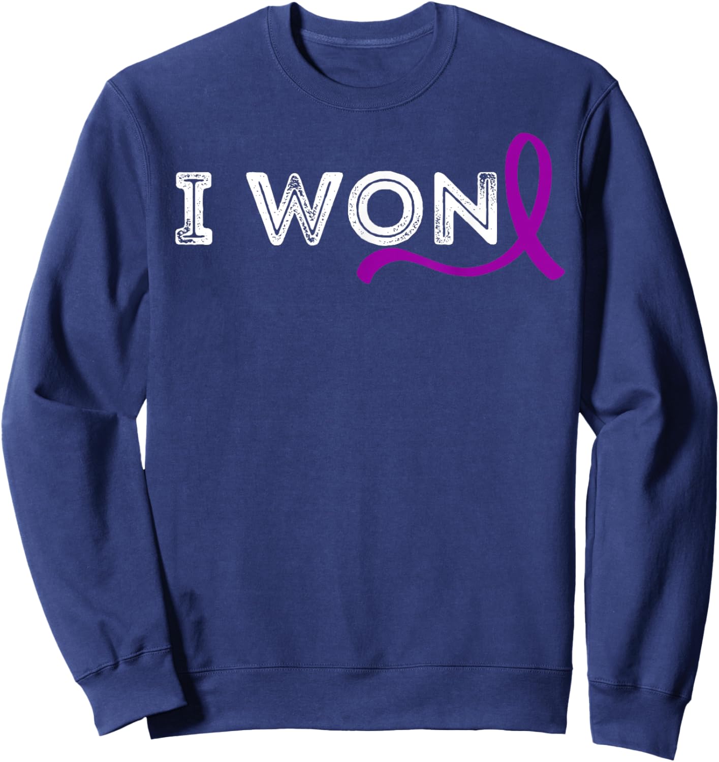 I Won Hodgkin's Lymphoma Awareness Cancer Purple Ribbon Sweatshirt - Sweatshirt | Navy