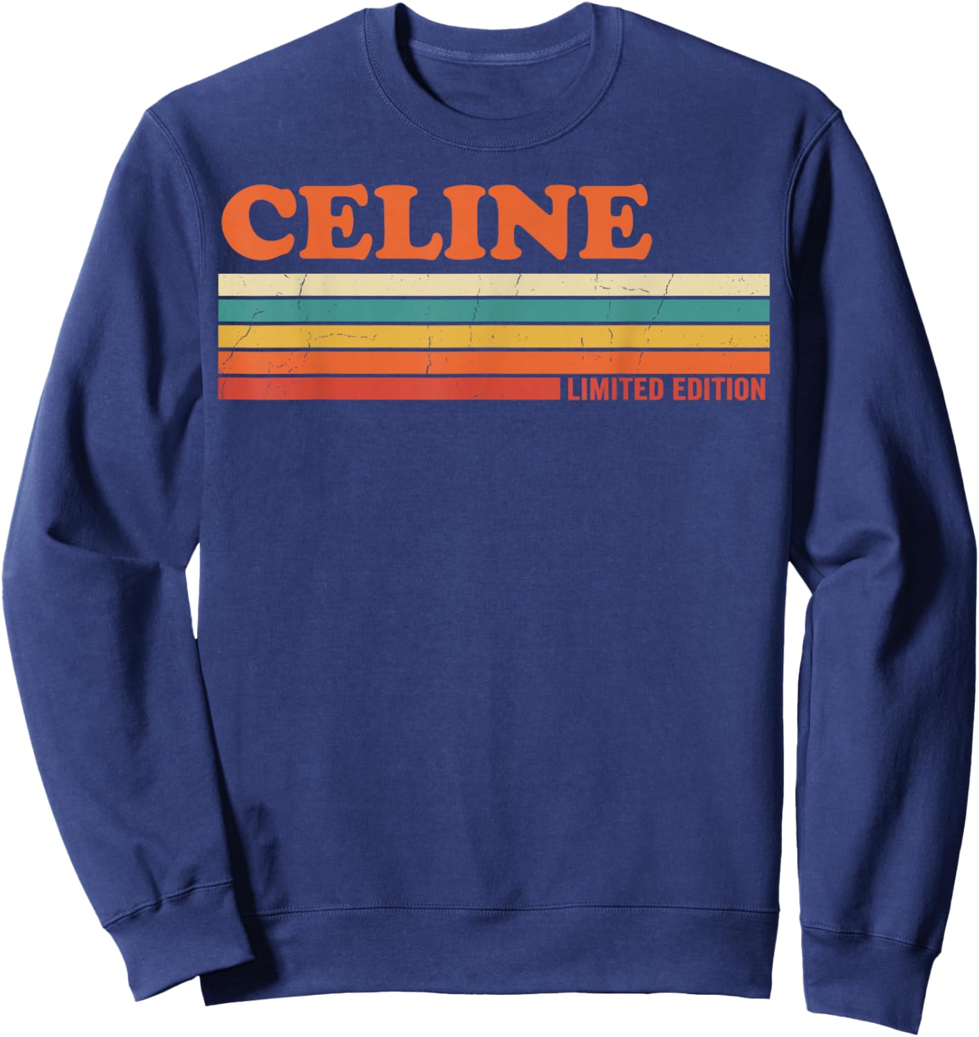 Celine Retro Prénom personnalisé Rayures Vintage Sweatshirt - Sweatshirt | Navy