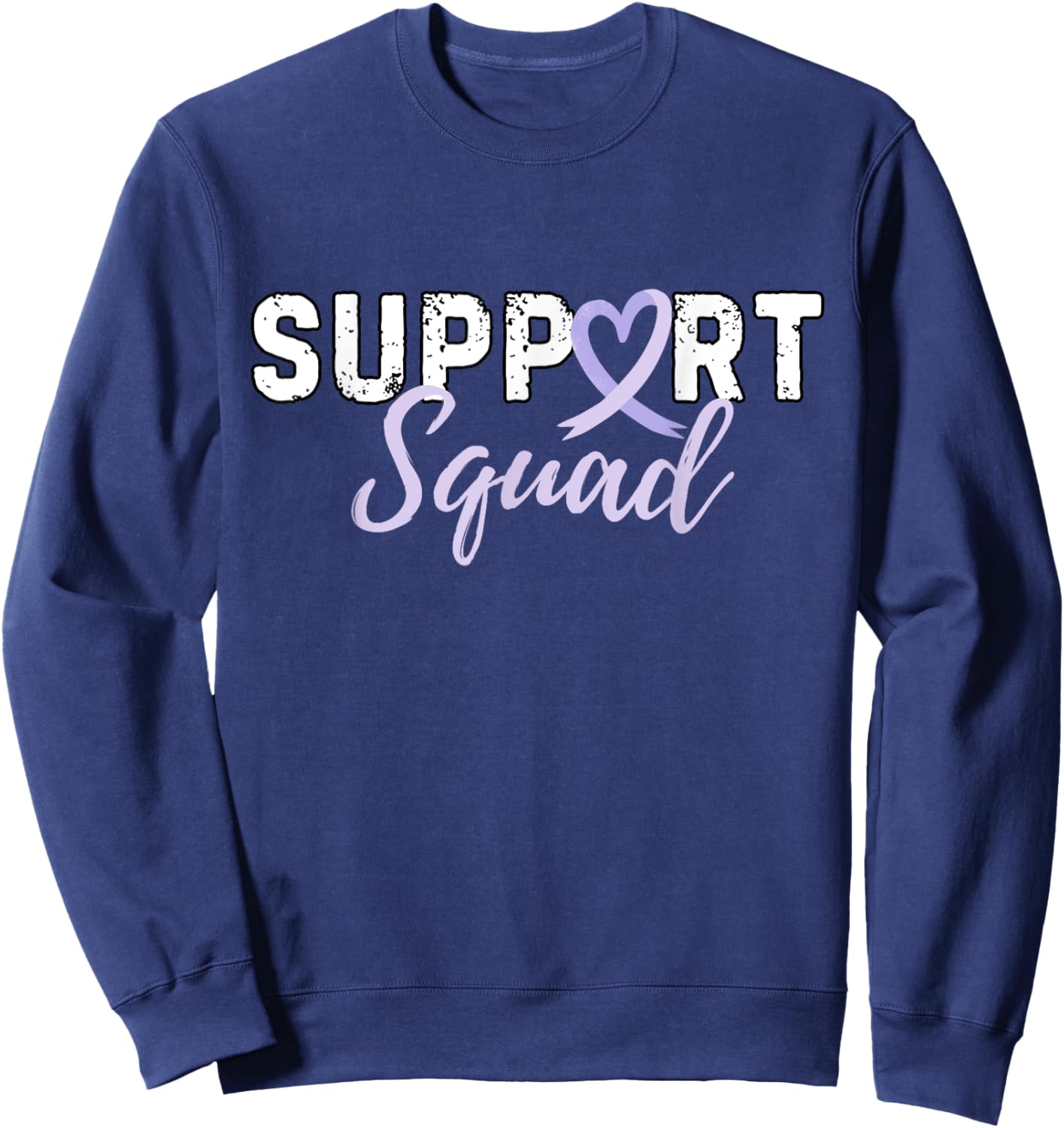 Support Squad Testicular Cancer Light Purple Ribbon Retro Sweatshirt - Sweatshirt | Navy