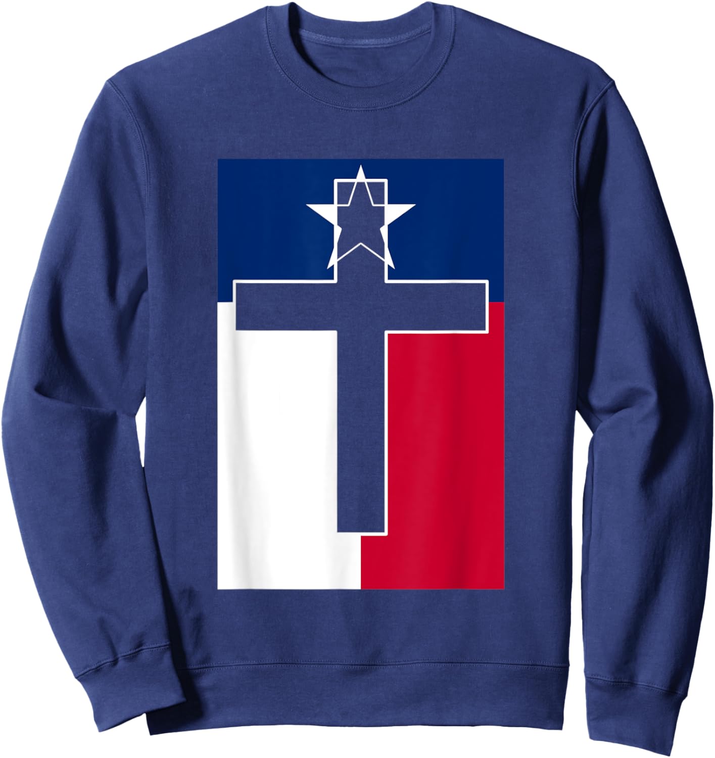 Texas Flag Cross Christian Faith Patriotic Sweatshirt - Sweatshirt | Navy