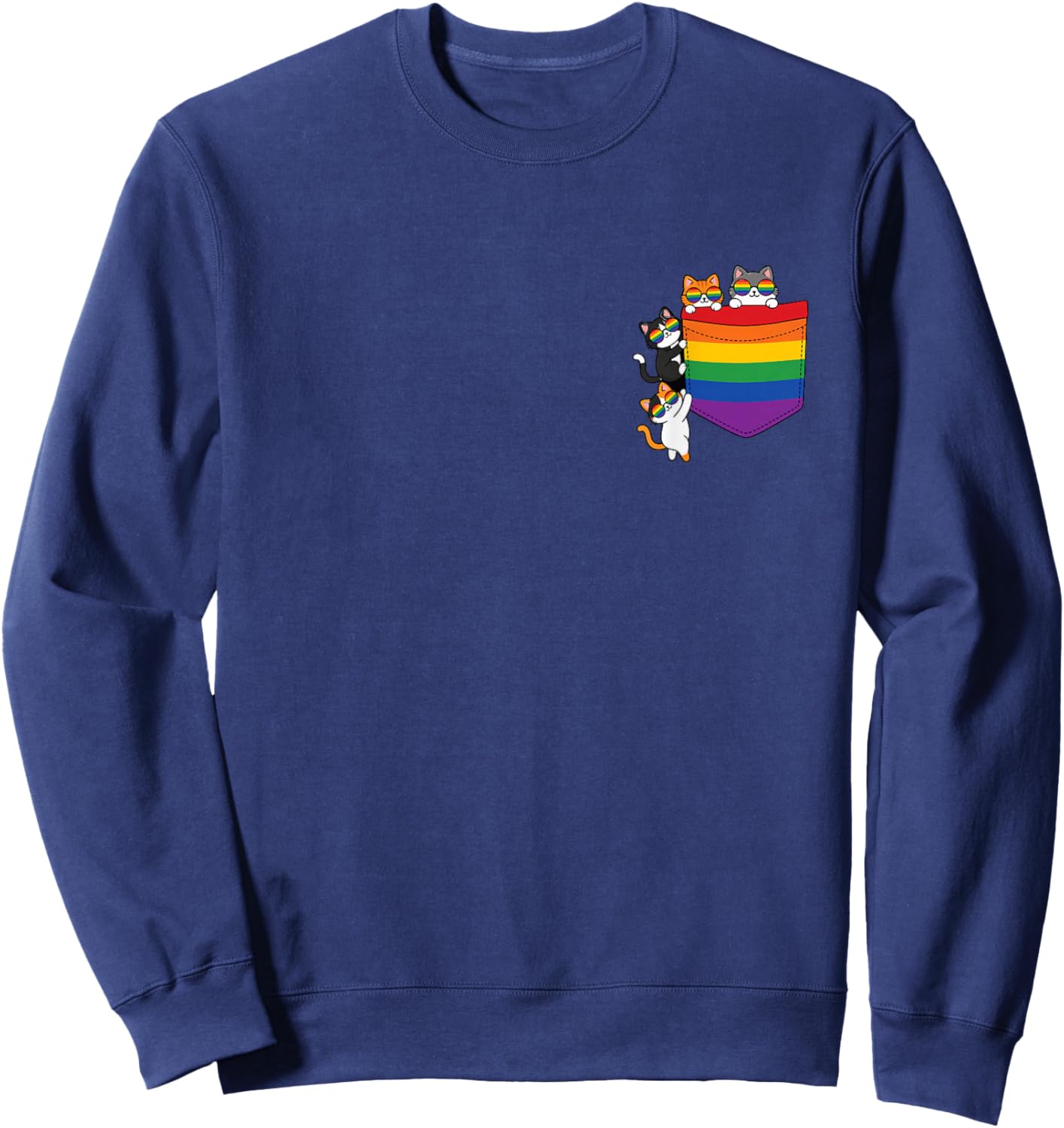 Lustiges Pocket Rainbow Cat Pride Queer Gay CSD Party LGBTQ Sweatshirt - Sweatshirt | Navy