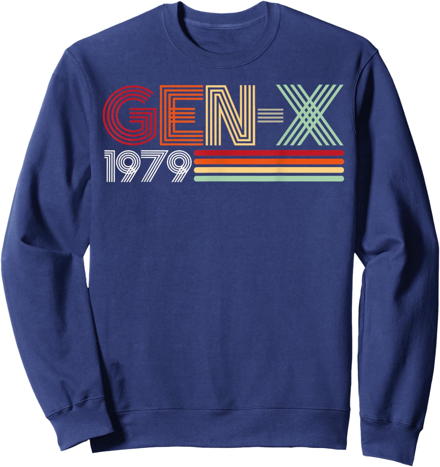 Gen X 1979 Retro Generation Xer Vintage Text Style Sweatshirt - Sweatshirt | Navy