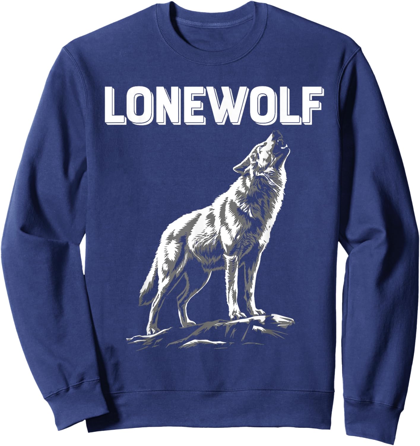 Alpha Lone Wolf Pack Member Wildlife Howling Sweatshirt - Sweatshirt | Navy