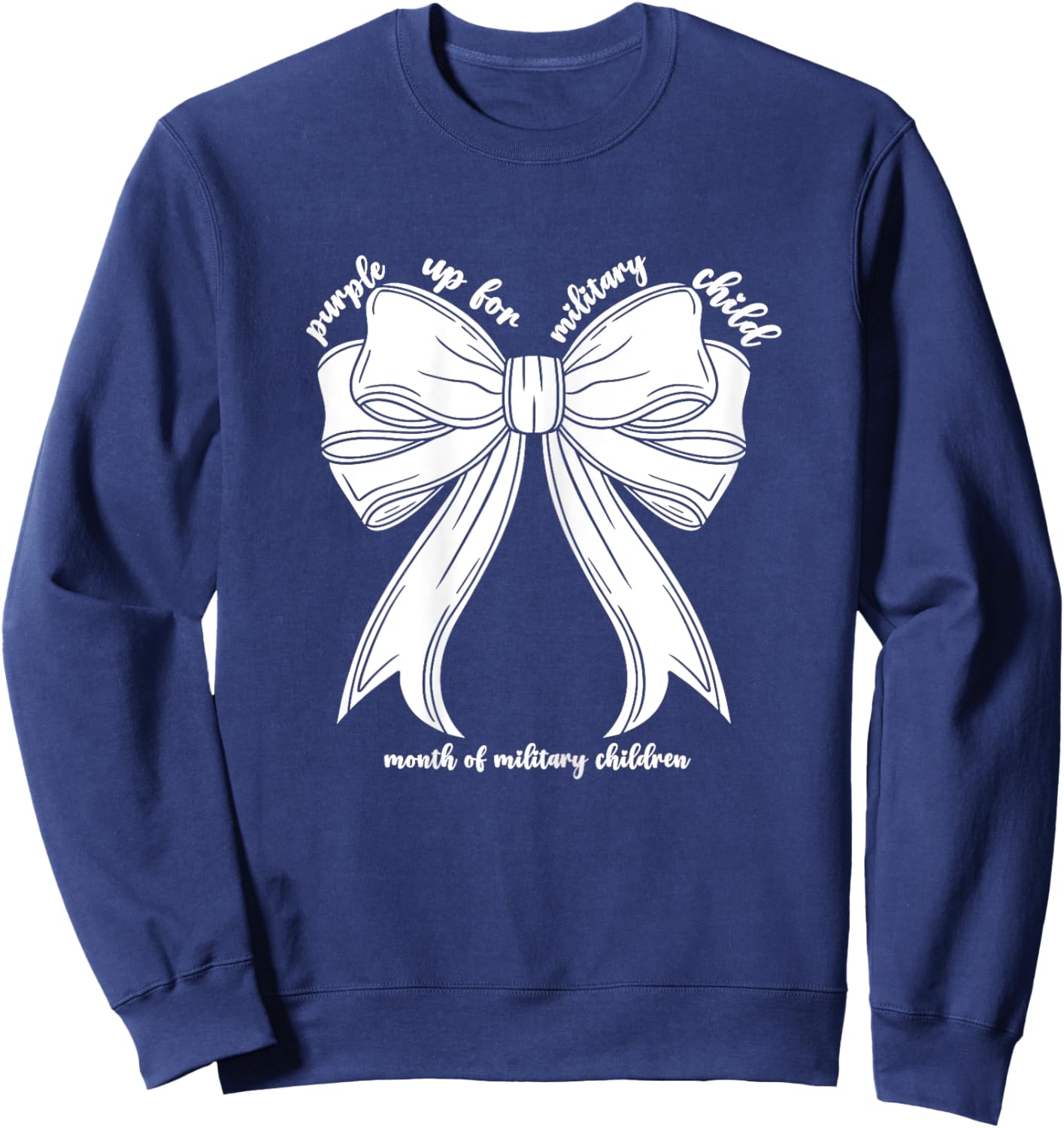 Purple Up for Military Child Month Military Kids Girls Bow Sweatshirt - Sweatshirt | Navy