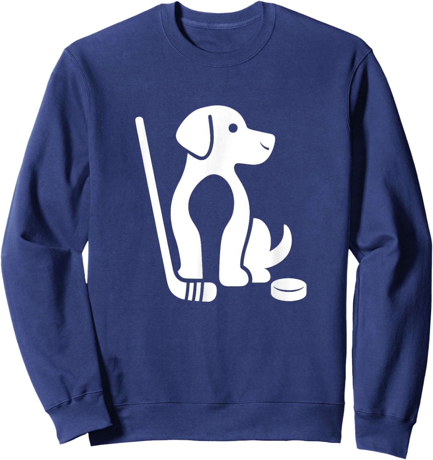 Cute Dog Hockey Lover Minimalist Design Sweatshirt - Sweatshirt | Navy