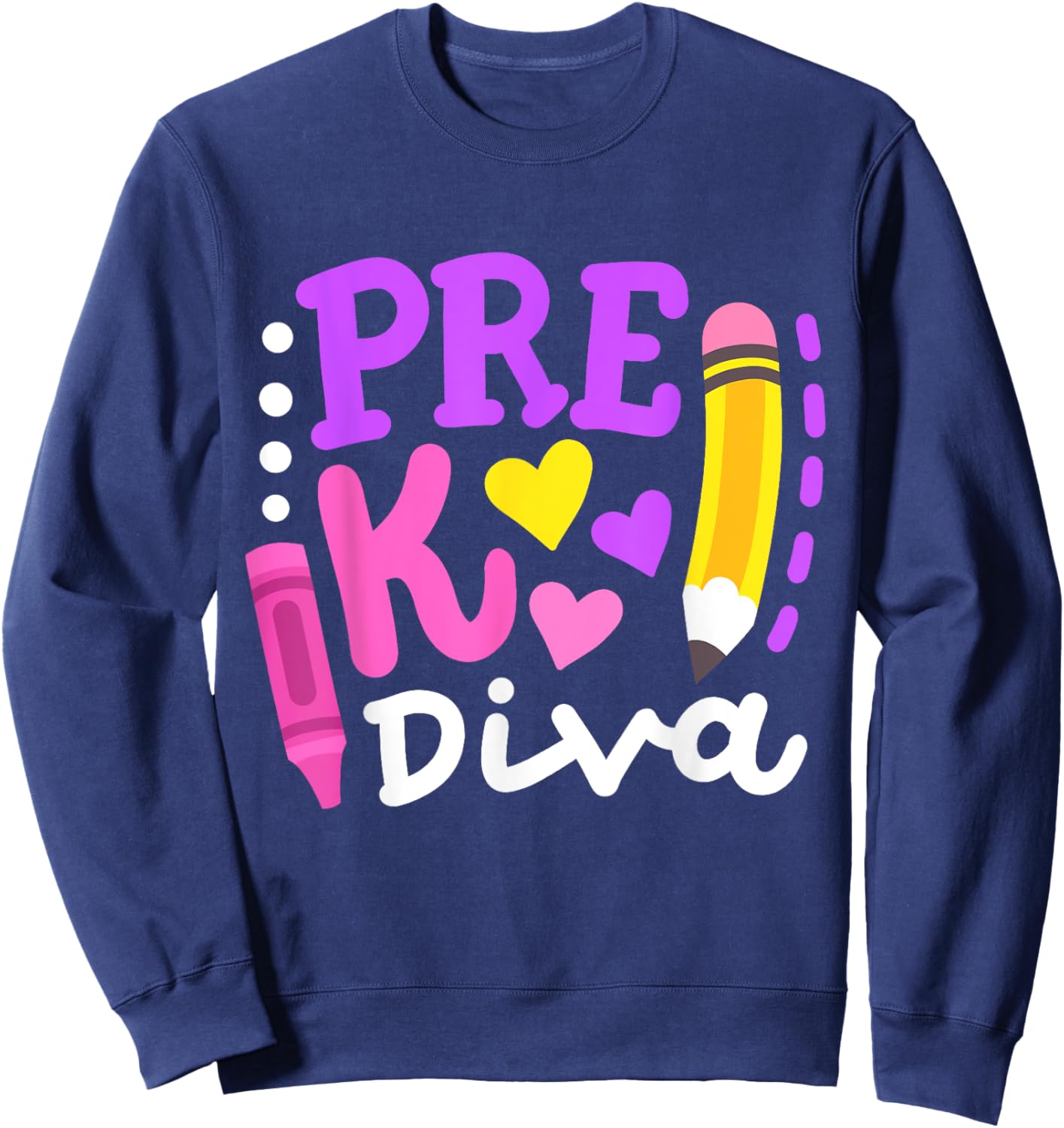 Pre-K Diva Funny Welcome Back To School Teachers Girls Kids Sweatshirt - Sweatshirt | Navy