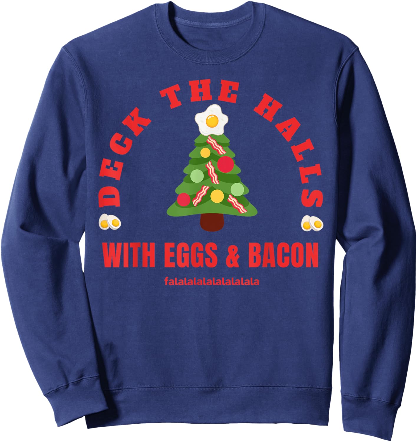 GoodVibesMarketPlace Keto Carnivore Christmas - Black, X-Small, -Adults, Short Sleeve, , Holiday Bacon and Eggs Pattern for Meat Lovers, Carnivore Diet Enthusiasts Sweatshirt - Sweatshirt | Navy