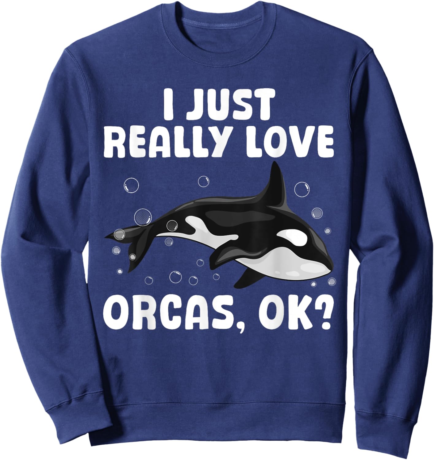Funny Orca Whale Design Women Girls Boys Orca Lover Sweatshirt - Sweatshirt | Navy