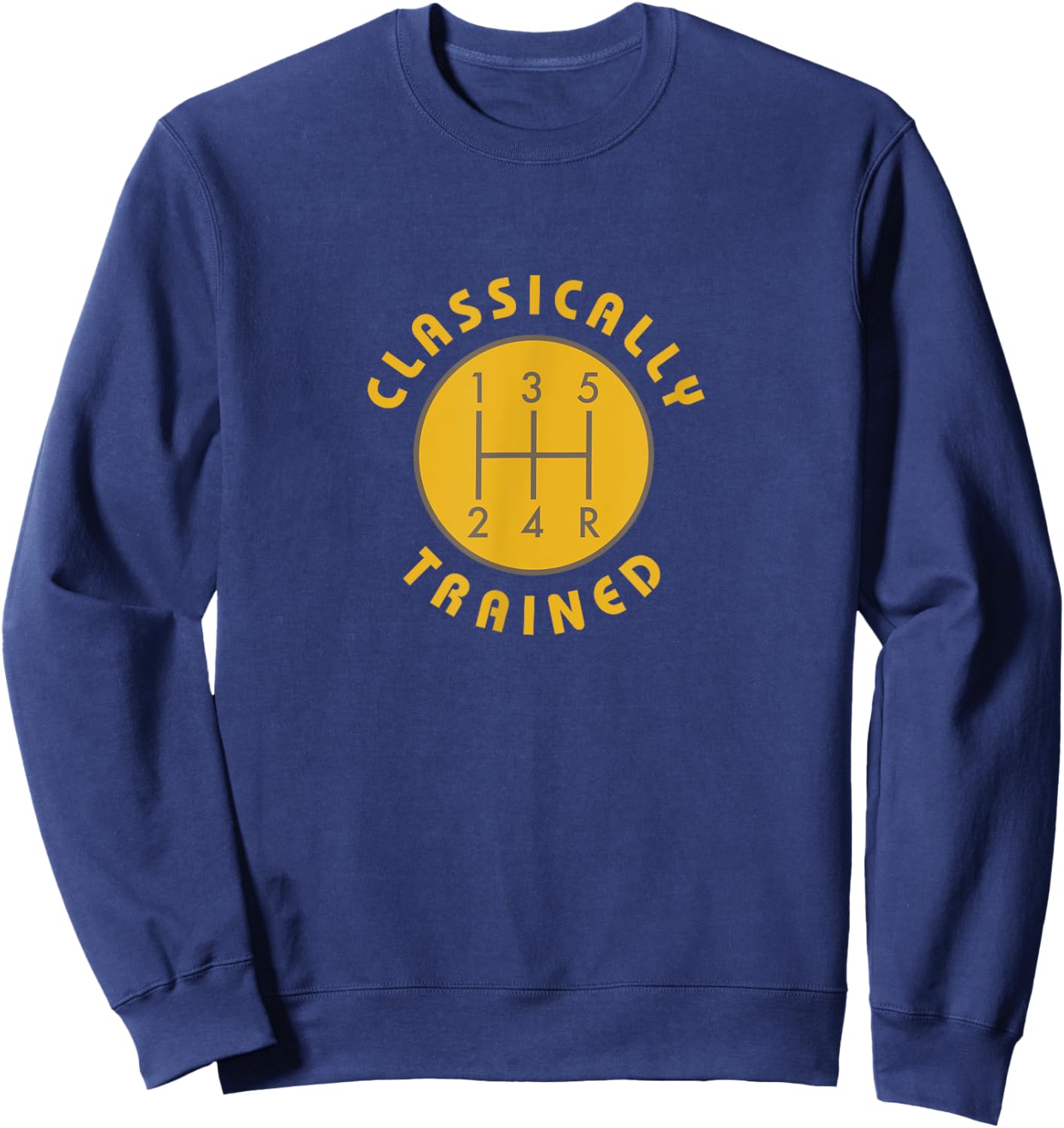 Tuscan Radar Designs Classically Trained Gear Shift Knob Funny -Adults Black Small Classic Fit Polyester 100% Short Sleeve Classic Collar Pull On 1 Count Sweatshirt - Sweatshirt | Navy