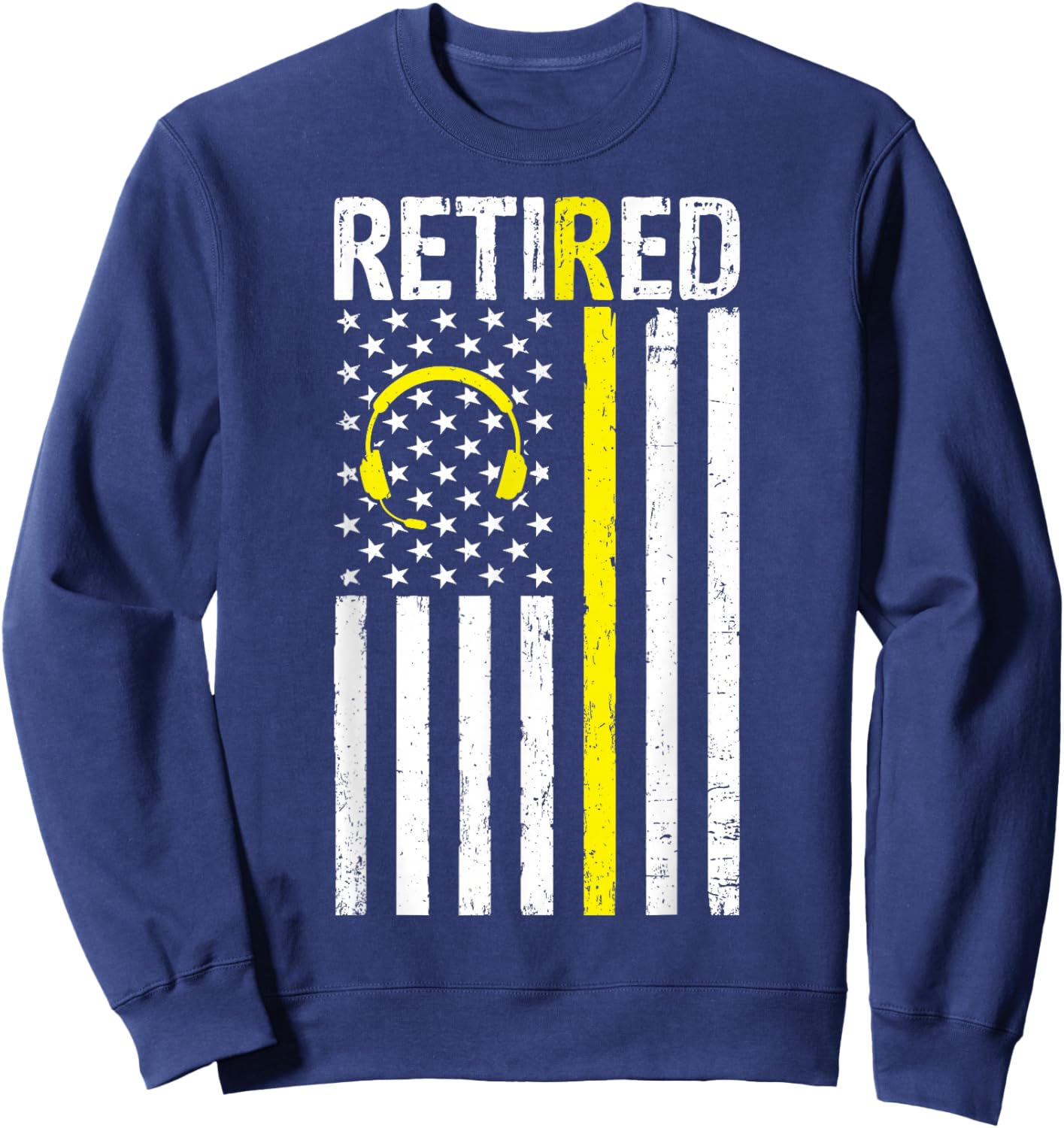 Retired 911 Dispatcher - USA Flag 911 Operator Retirement Sweatshirt - Sweatshirt | Navy