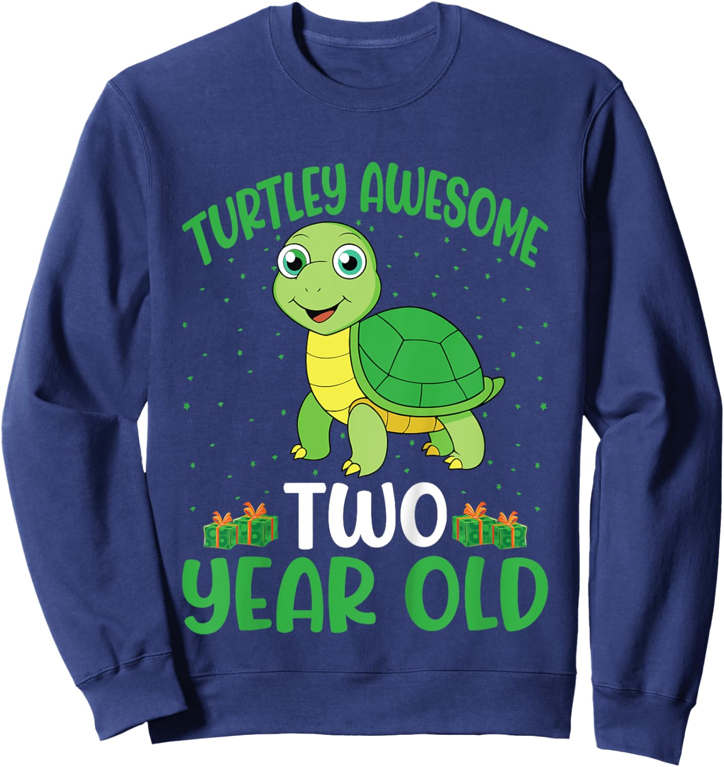 Kids Turtley Awesome Two Year Old Cute Turtle 2nd Birthday Kids Sweatshirt - Sweatshirt | Navy