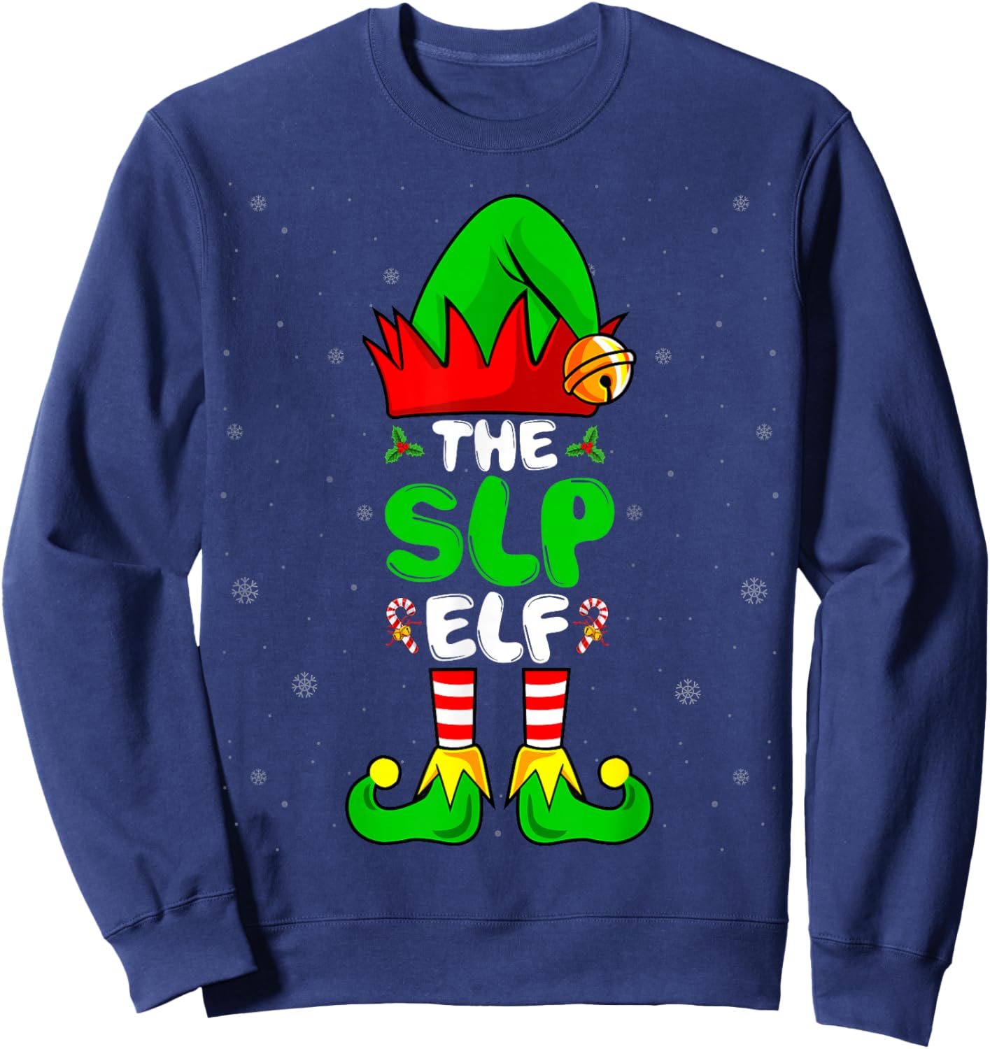 The SLP Elf - Speech Language Pathologists Christmas Sweatshirt - Sweatshirt | Navy