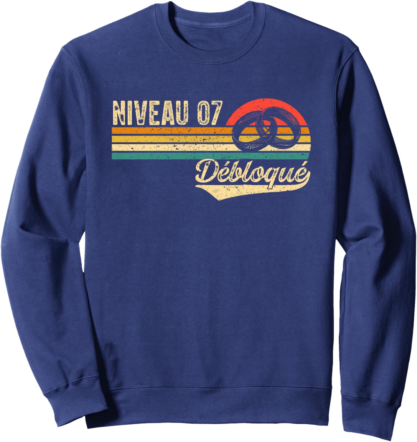 7 Ans de Mariage Noce de Laine, Niveau 7 débloqué Haut de Gamme Sweatshirt - Sweatshirt | Navy