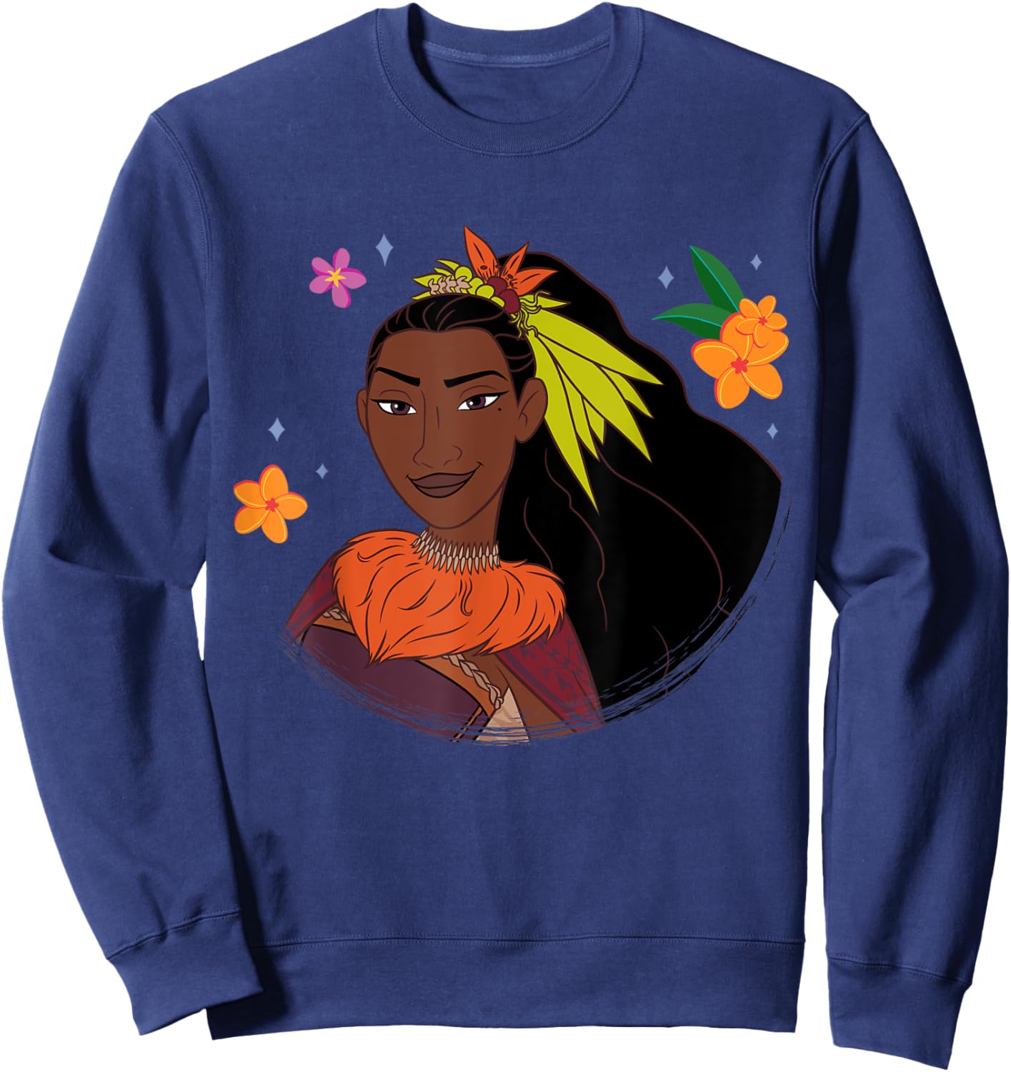 Disney Moana 2 Big Face Matangi Tropical Flowers Costume Sweatshirt - Sweatshirt | Navy