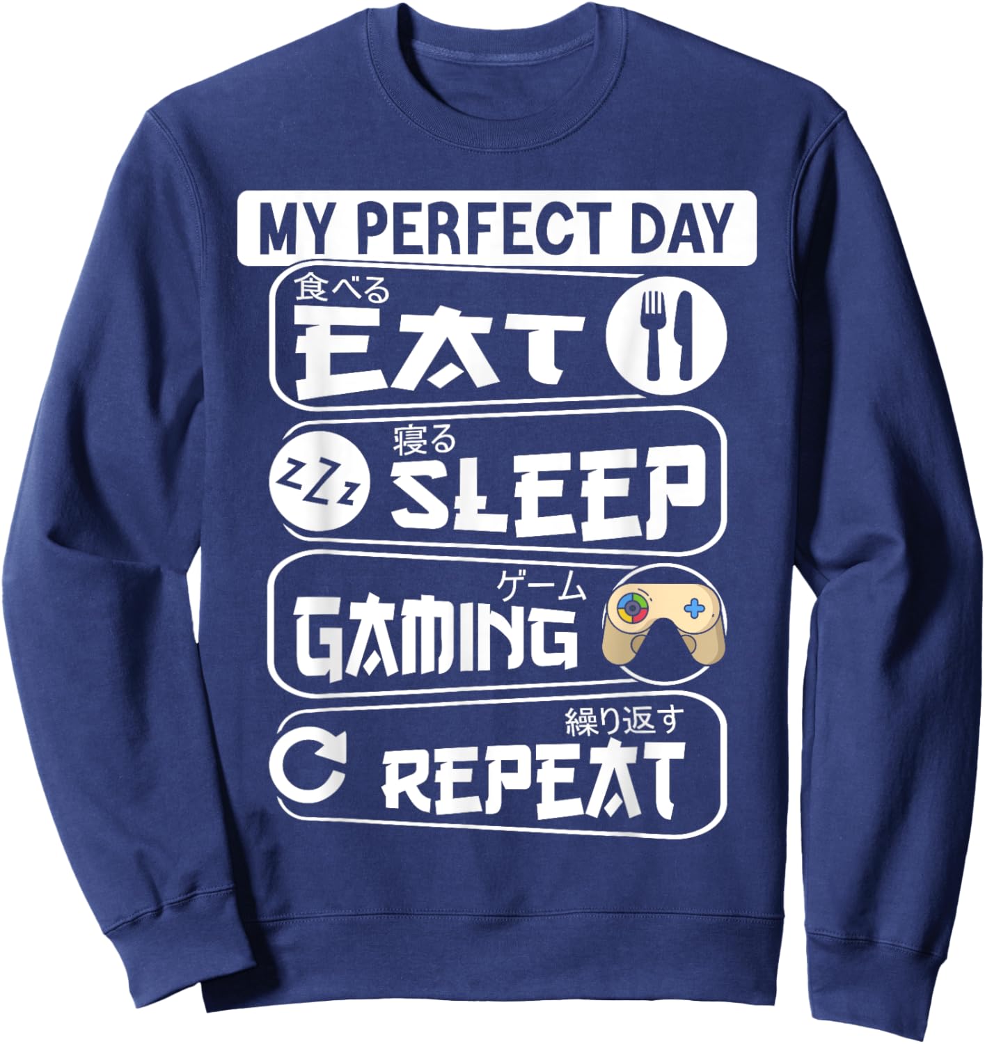 My Perfect Day Play Video Games Funny Gamer Men Boys Kids Sweatshirt - Sweatshirt | Navy