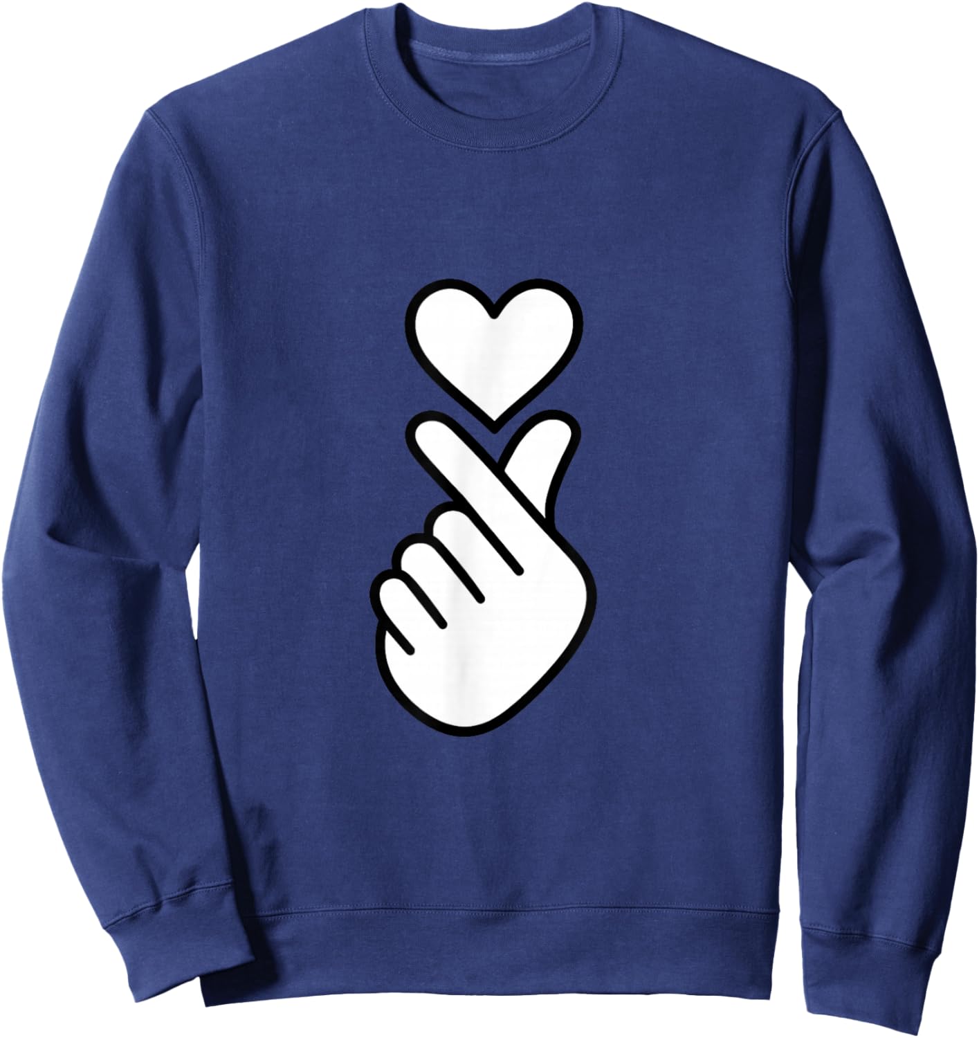 Cute Finger Heart Design Sweatshirt - Sweatshirt | Navy
