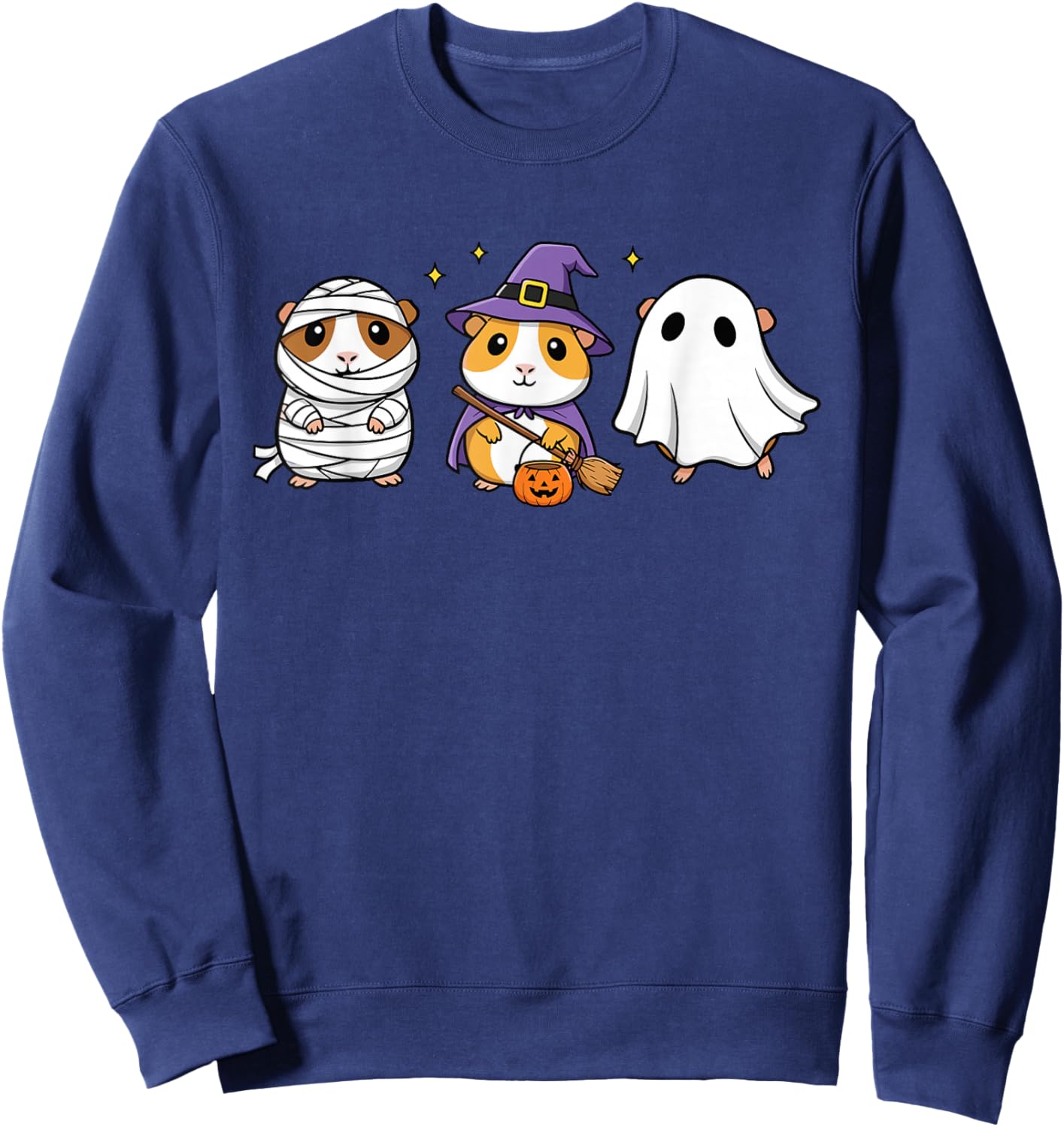Cute Guinea Pig Halloween Costumes Mummy Witch Ghost Sweatshirt - Sweatshirt | Navy