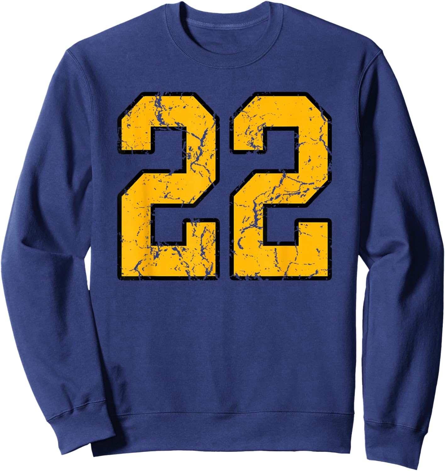 Gold and Black Sports Number 22 Jersey Uniform Player Sweatshirt - Sweatshirt | Navy