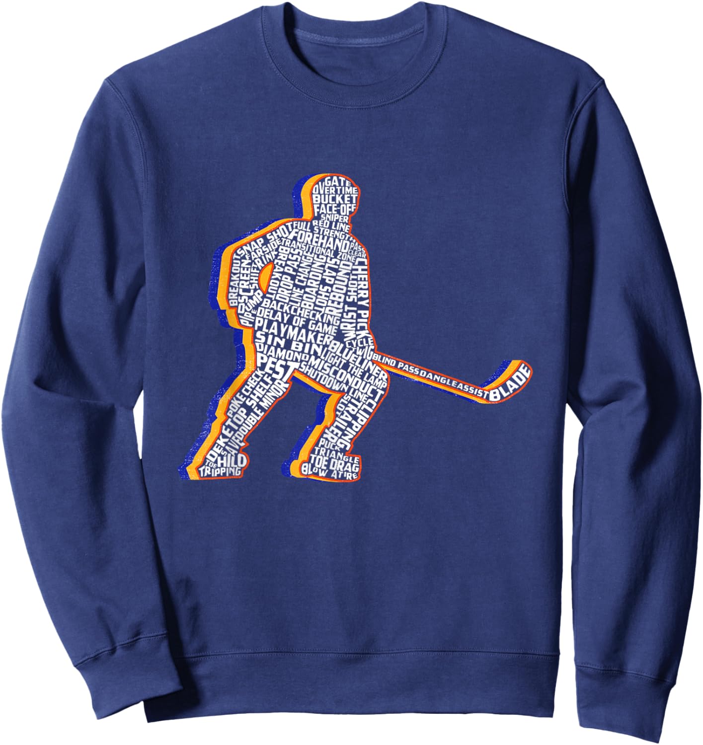 Retro Ice Hockey Player Kids Boys Youth Teens Sweatshirt - Sweatshirt | Navy