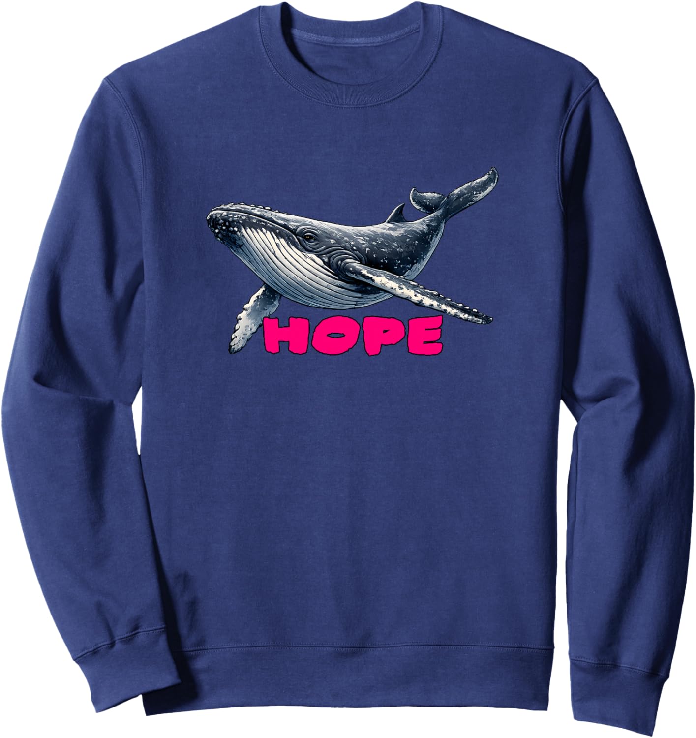 Buckelwal Hope Line Art Detailliertes Wal Design Premium Sweatshirt - Sweatshirt | Navy