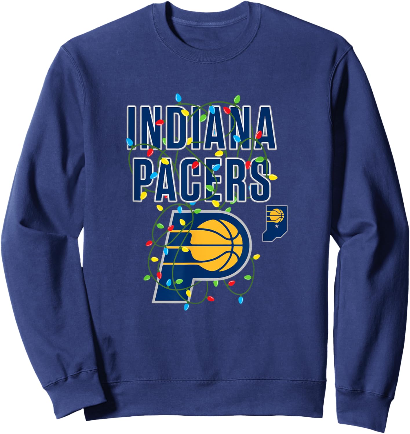 NBA Indiana Pacers Christmas Lights Holiday Sweatshirt - Sweatshirt | Navy