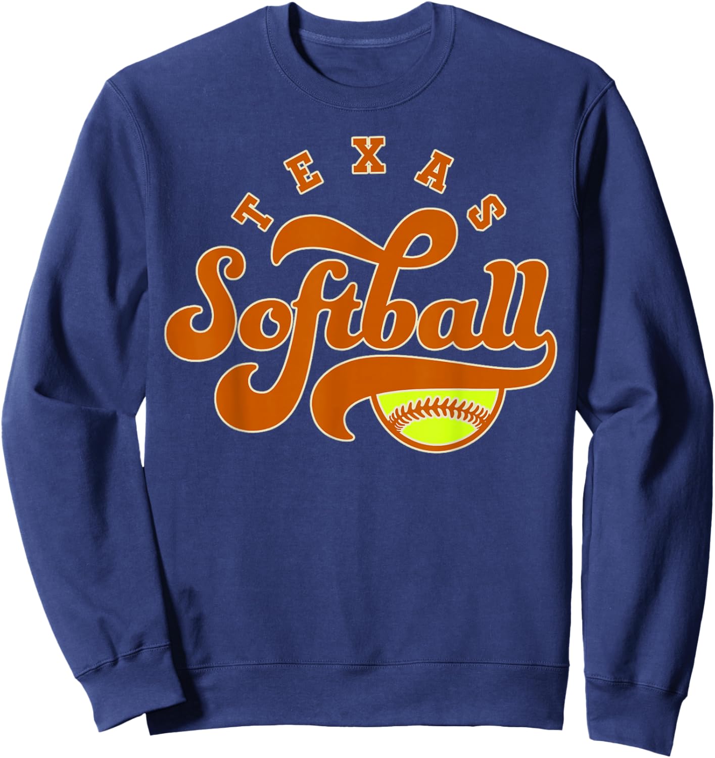Texas Softball Vintage Kids Team Retro Softball Fan Sweatshirt - Sweatshirt | Navy