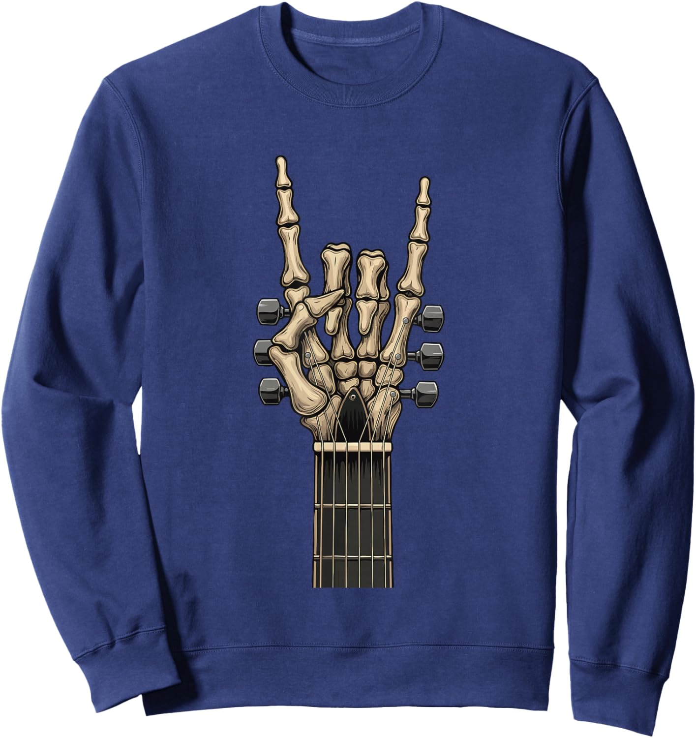 Rock On Skeleton Hand - Halloween Guitarist Guitar Player Sweatshirt - Sweatshirt | Navy