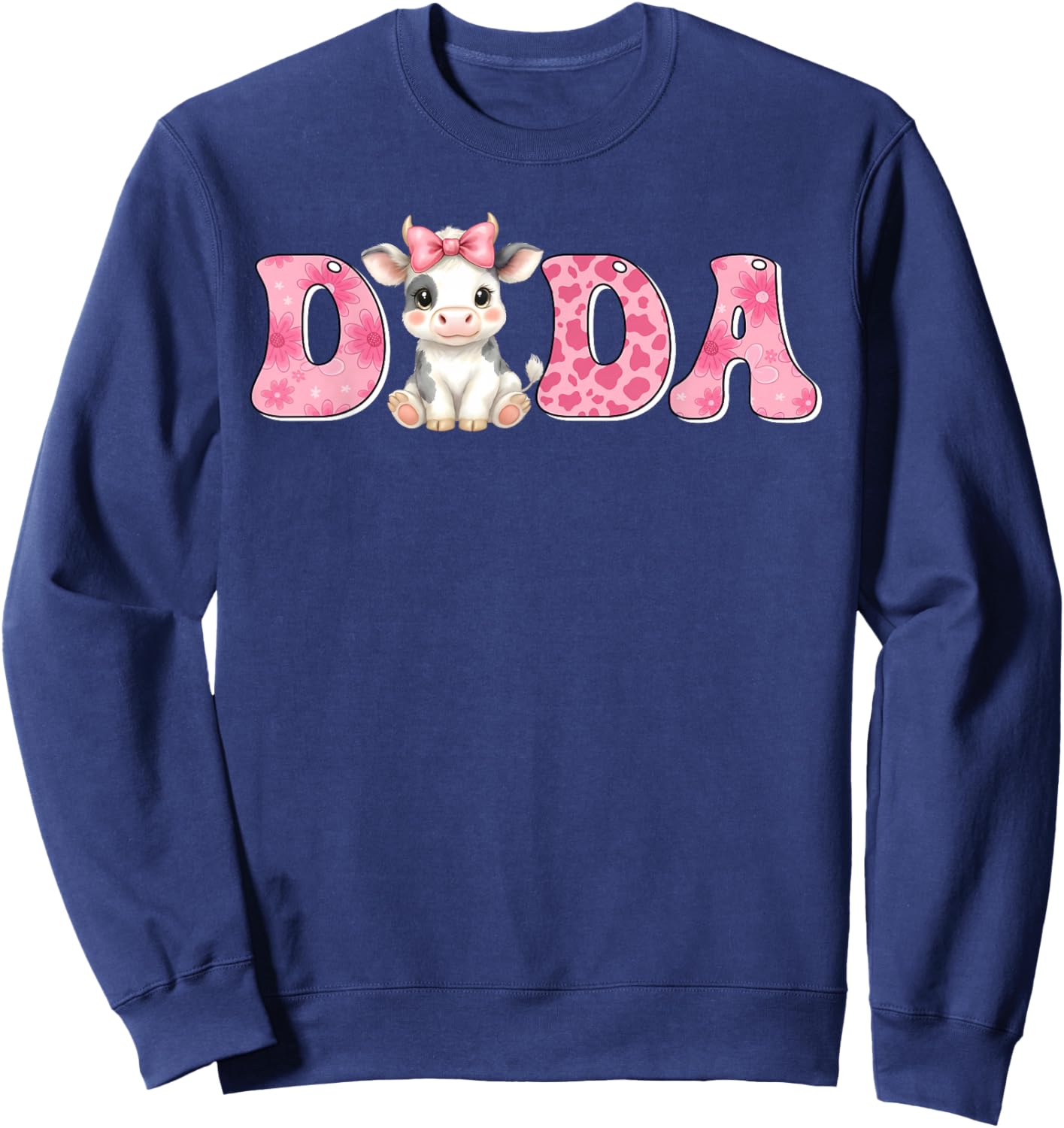 Dada of The First Birthday Girl Cow Farm Family Matching Sweatshirt - Sweatshirt | Navy