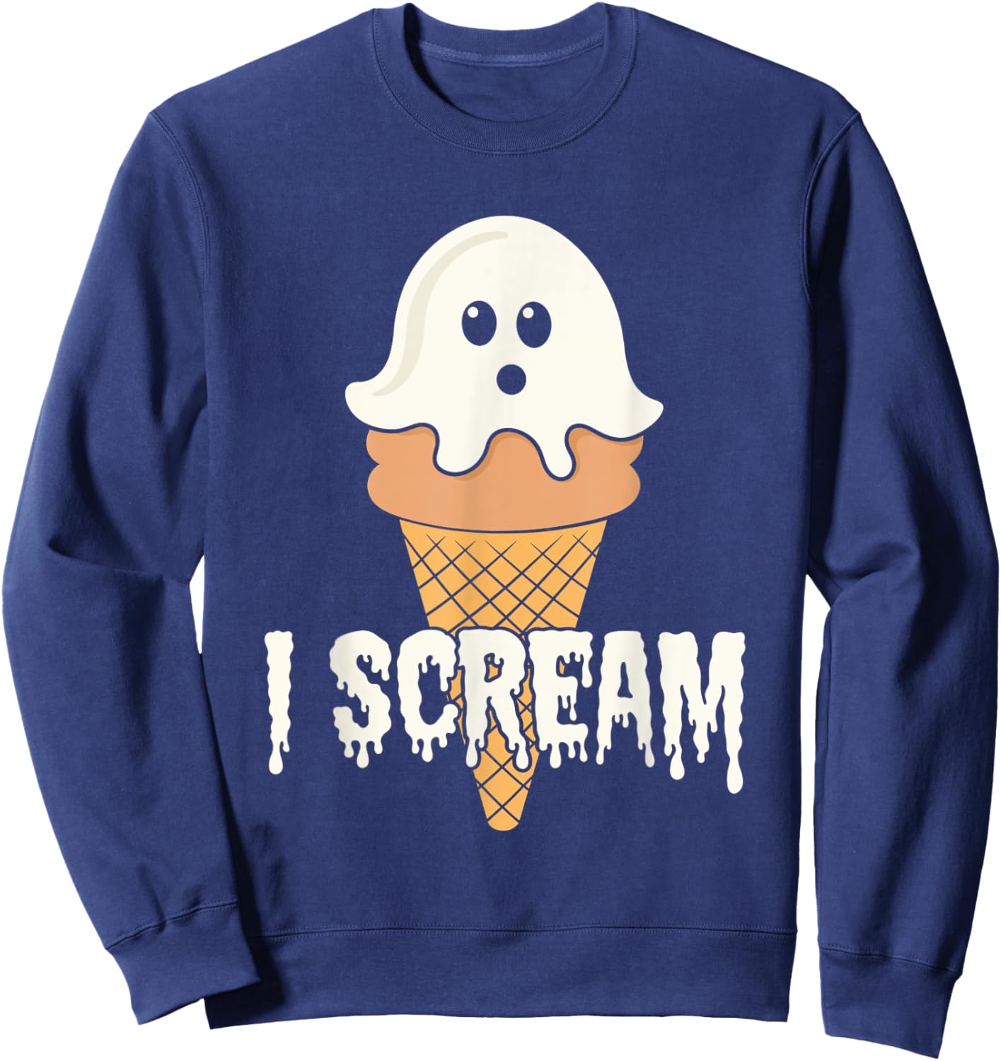 I Scream Ice Cream Ghost Halloween Costume Treats Sweatshirt - Sweatshirt | Navy