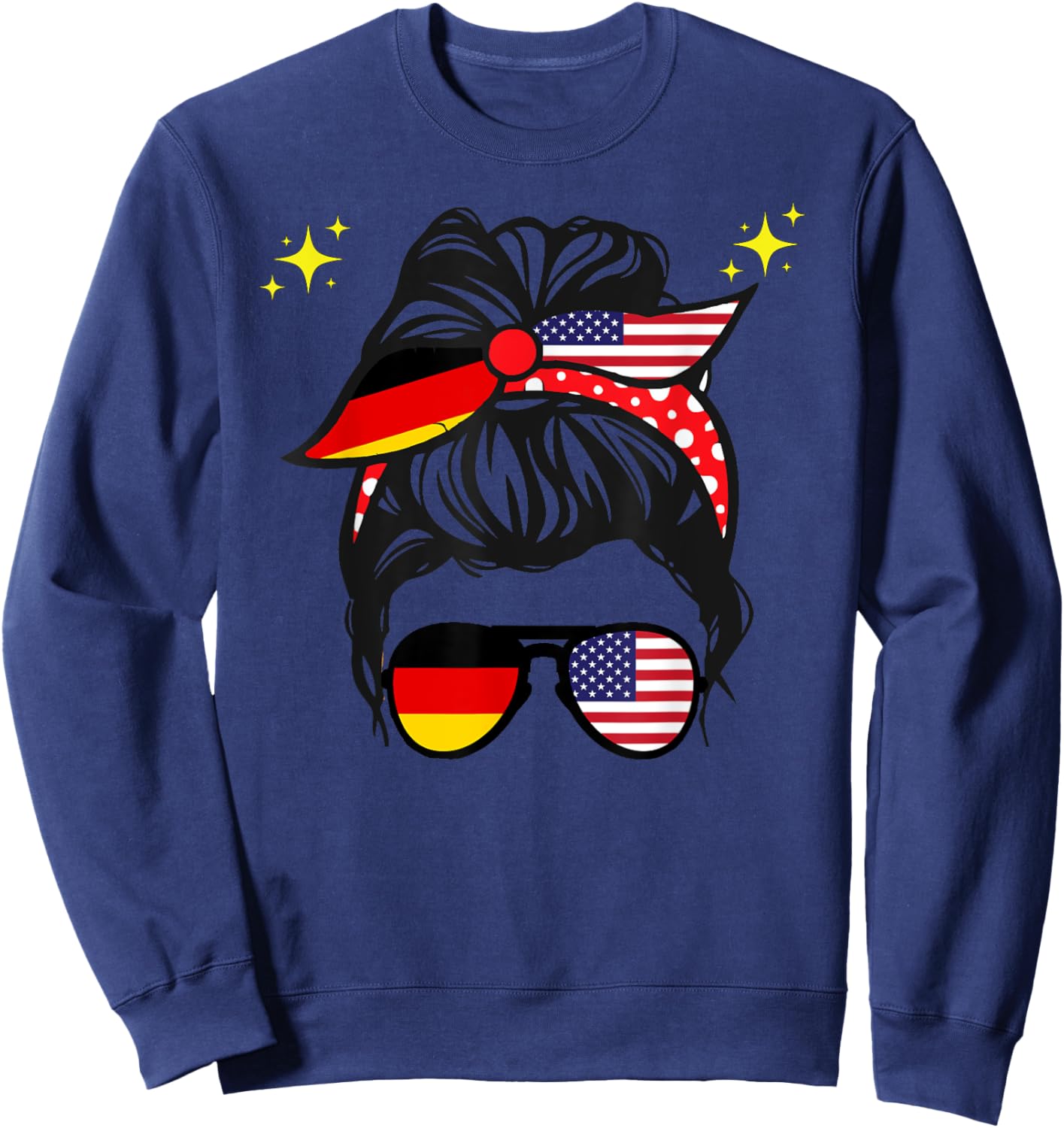 Amerikanische Deutschland-Flagge, halbe amerikanische Hälfte, deutsche Mädchen Sweatshirt - Sweatshirt | Navy