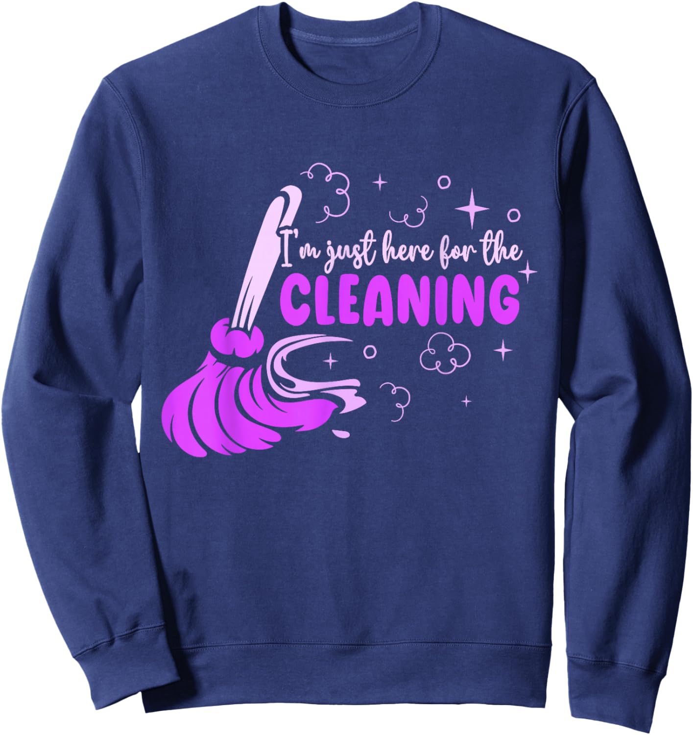 Housekeeping Manager Housekeeper Gift , Women's Adults, Black, Small, Short Sleeve, , , Letter Print, Household, Modern, Casual, All Seasons, Vacuum Cleaner Theme Sweatshirt - Sweatshirt | Navy