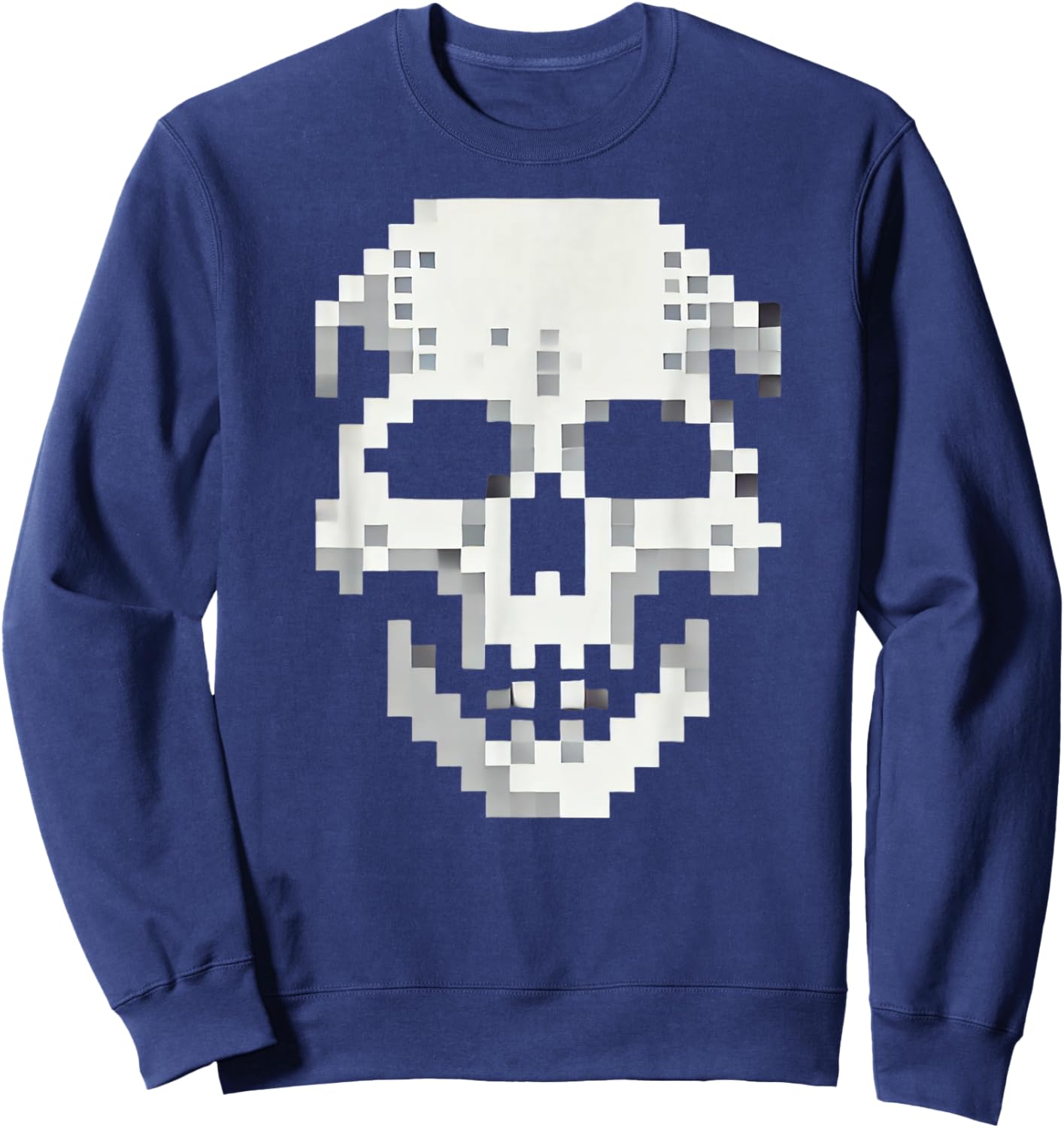 Skull for retro gaming and Halloween. Pixel 80s game skull Sweatshirt - Sweatshirt | Navy