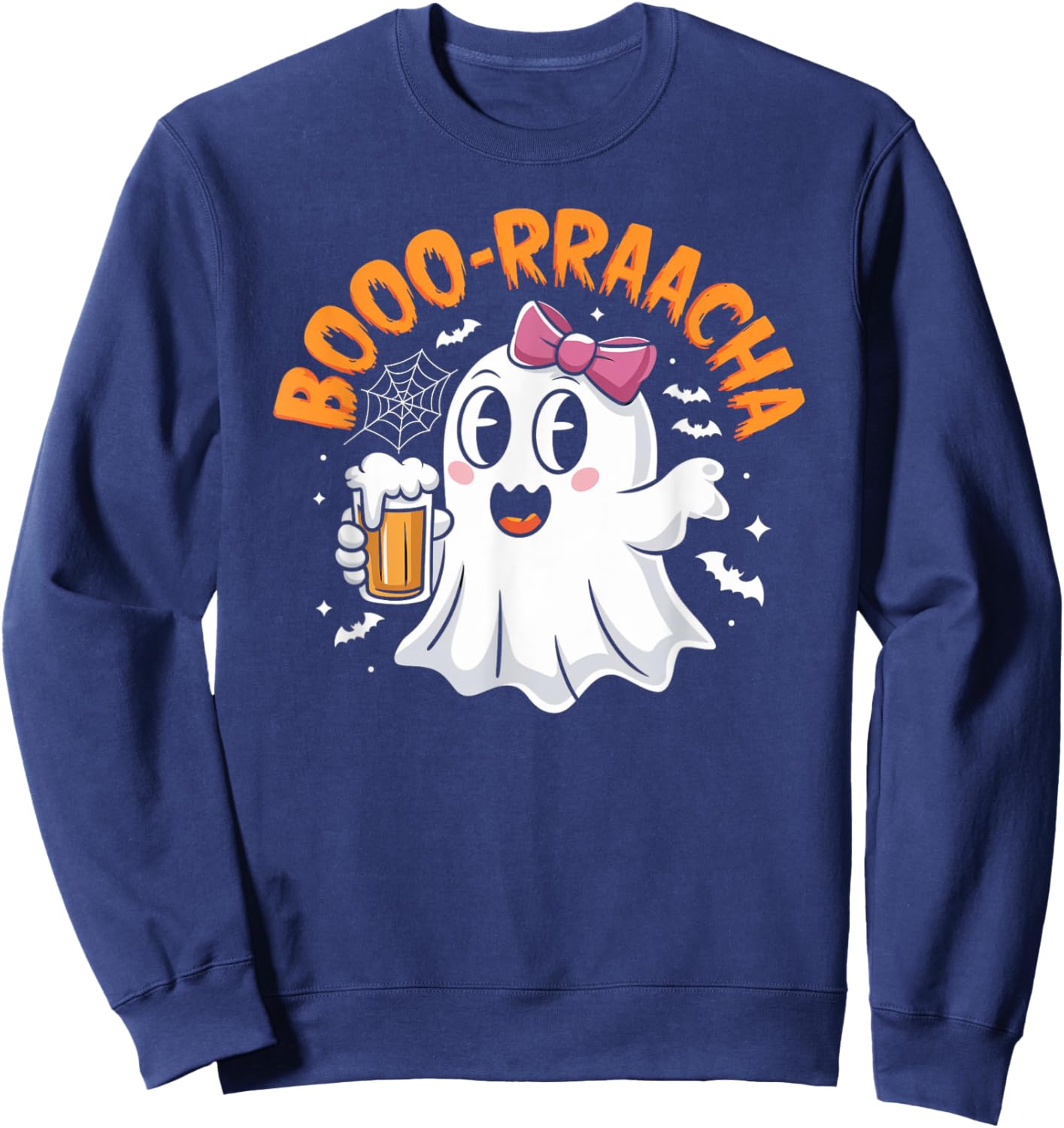 Boo-Racha Cute Ghost Beer Party Funny Halloween Costume Sweatshirt - Sweatshirt | Navy
