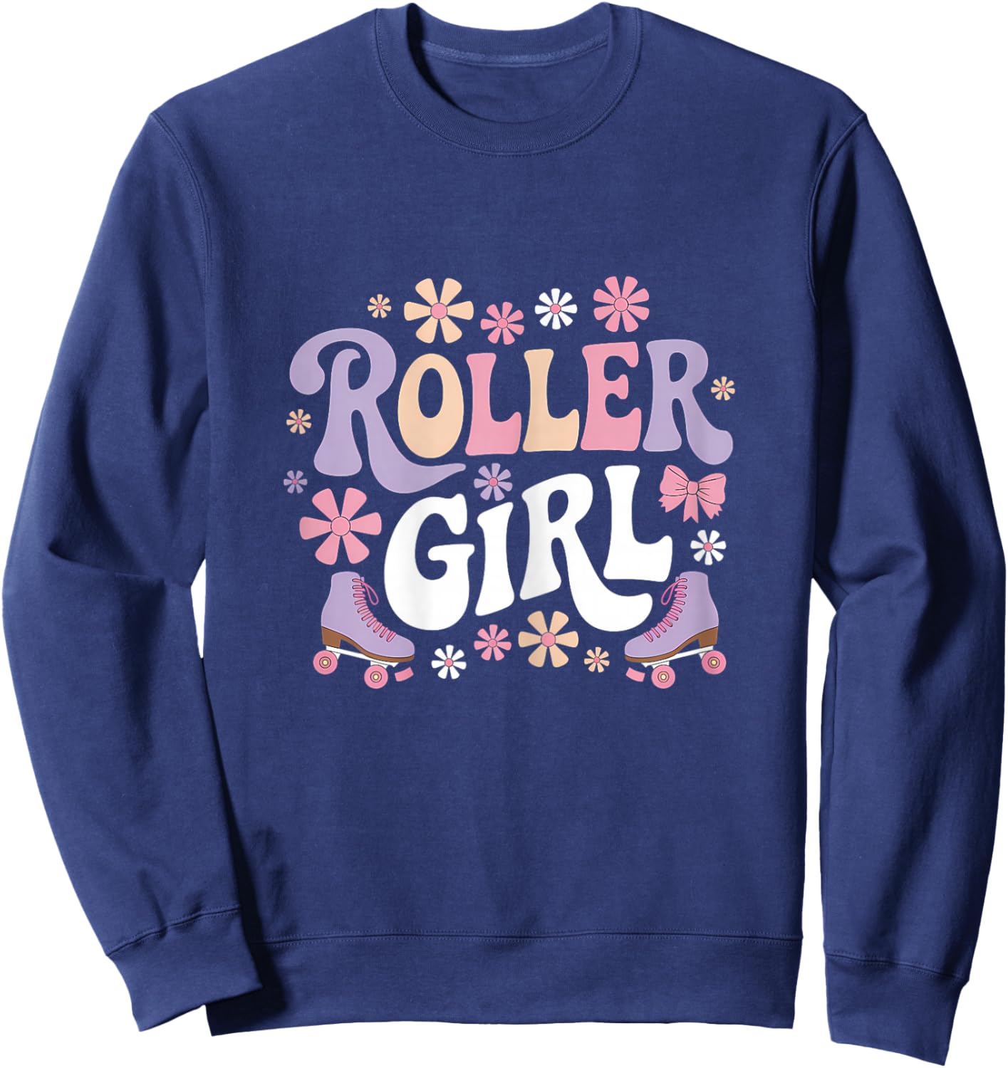 Roller Girl Skater Roller Skating 70s 90s 80's Roller Skates Sweatshirt - Sweatshirt | Navy