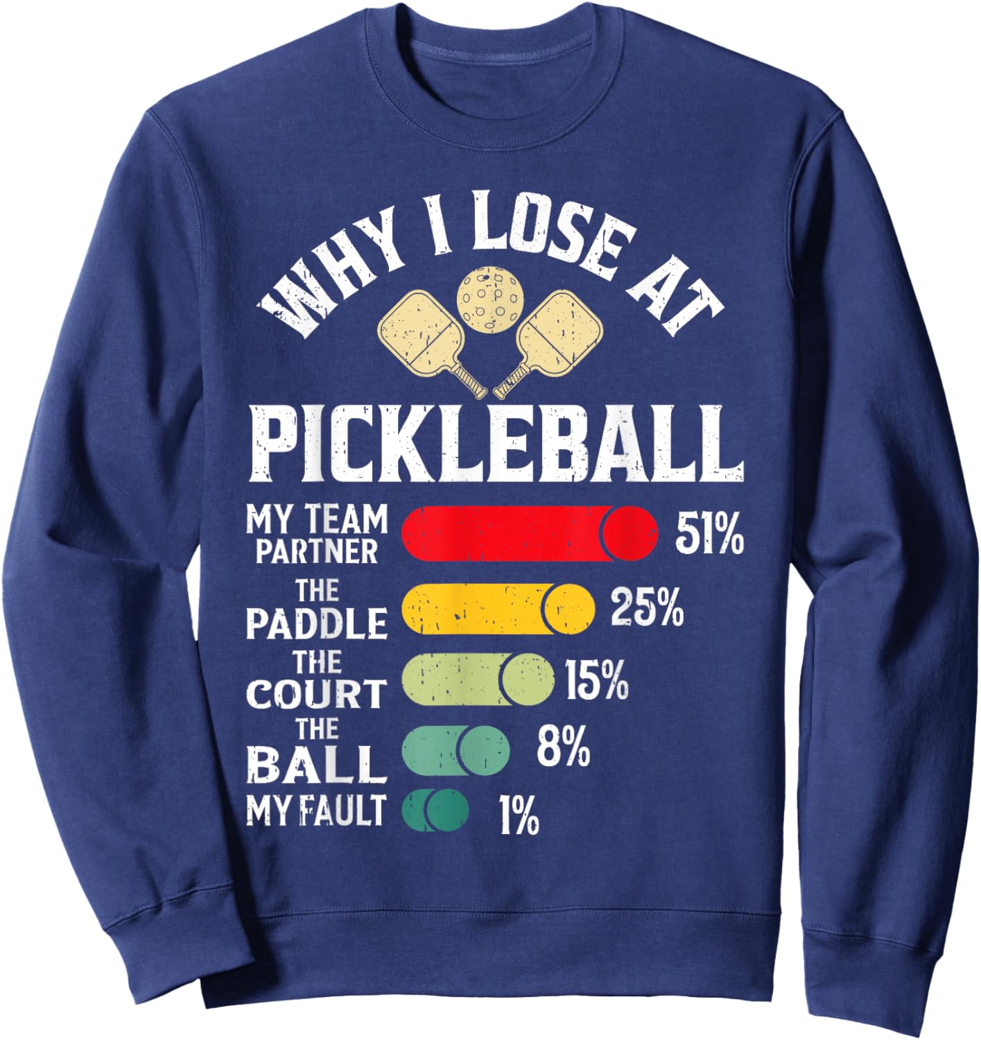 Why I Lose at Pickleball Funny Design for Pickleball Players Sweatshirt - Sweatshirt | Navy