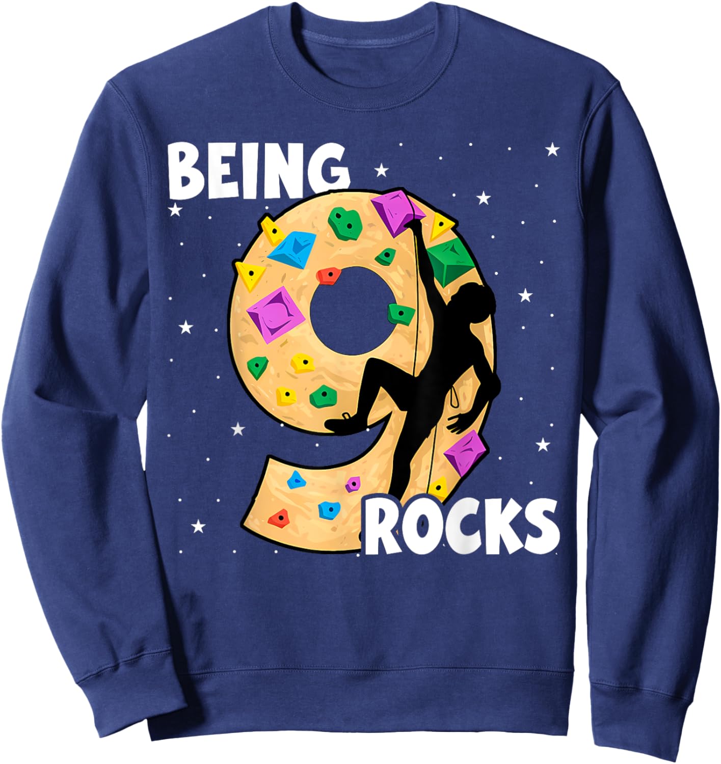 9 Year Old Rock Climbing 9th Birthday Adventures Climber Sweatshirt - Sweatshirt | Navy