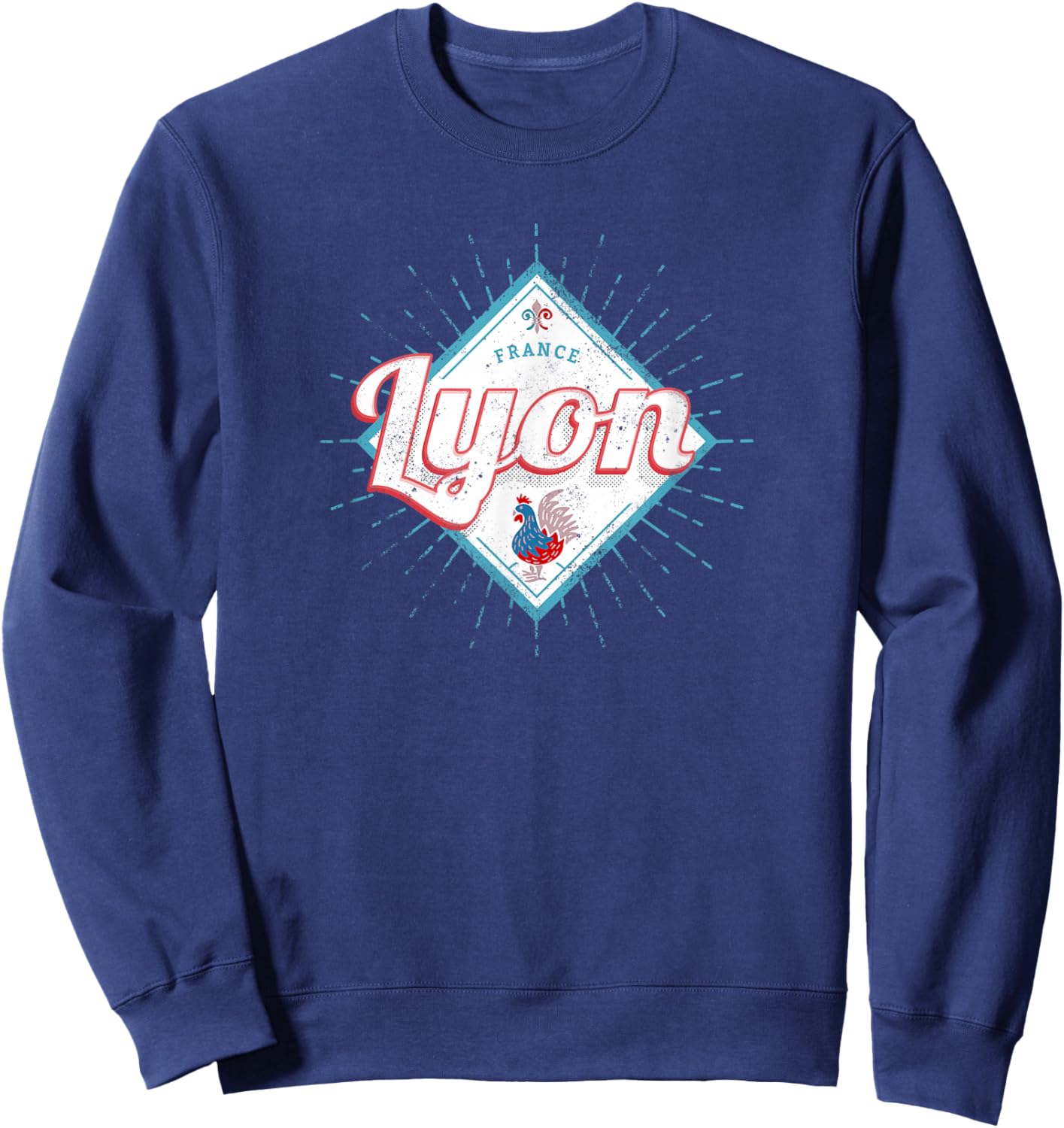Lyon Stadt Frankreich Retro Hahn Vintage Souvenir Sweatshirt - Sweatshirt | Navy