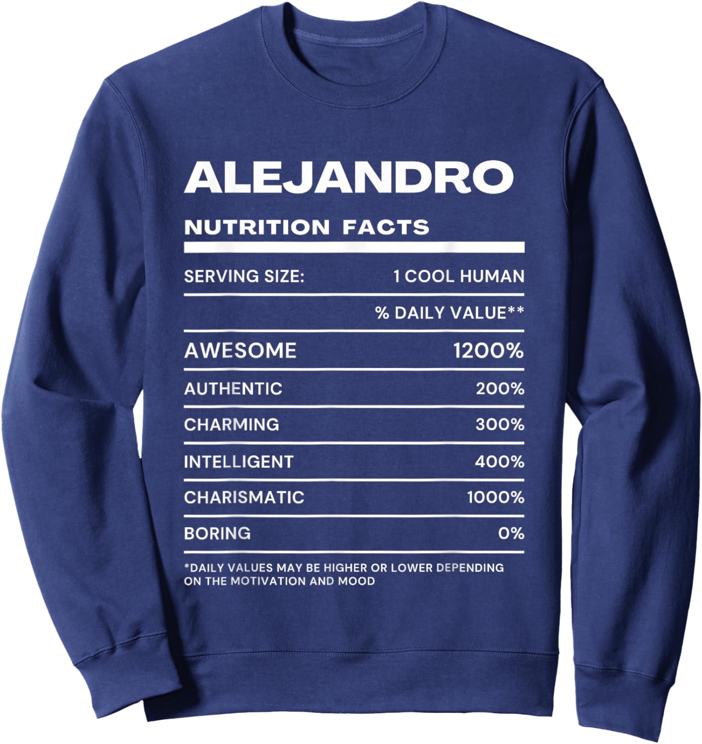 Alejandro Nutrition Facts Name Sweatshirt - Sweatshirt | Navy