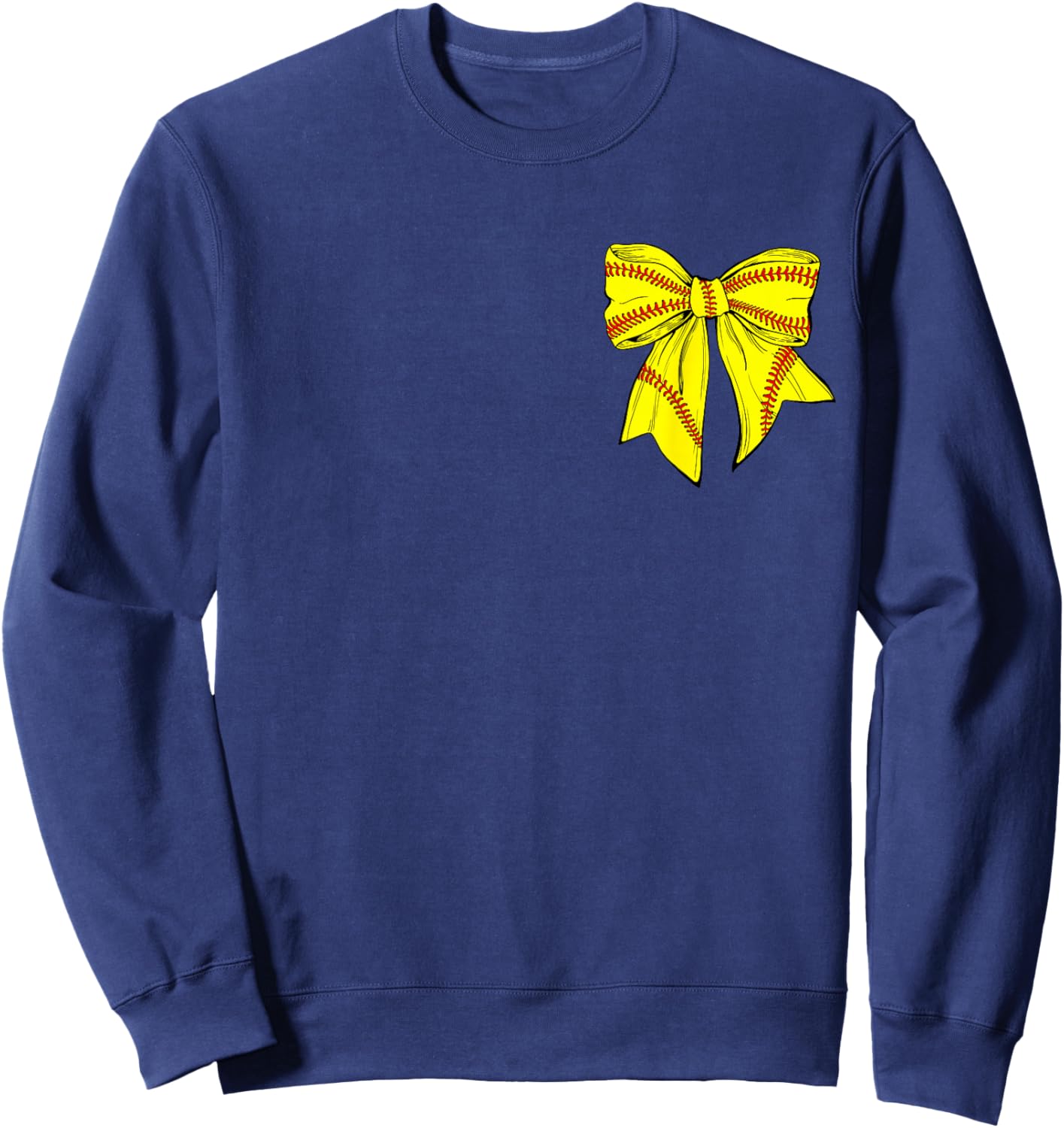 Softball Bow Game Day Coquette Women Front and Back Print Sweatshirt - Sweatshirt | Navy
