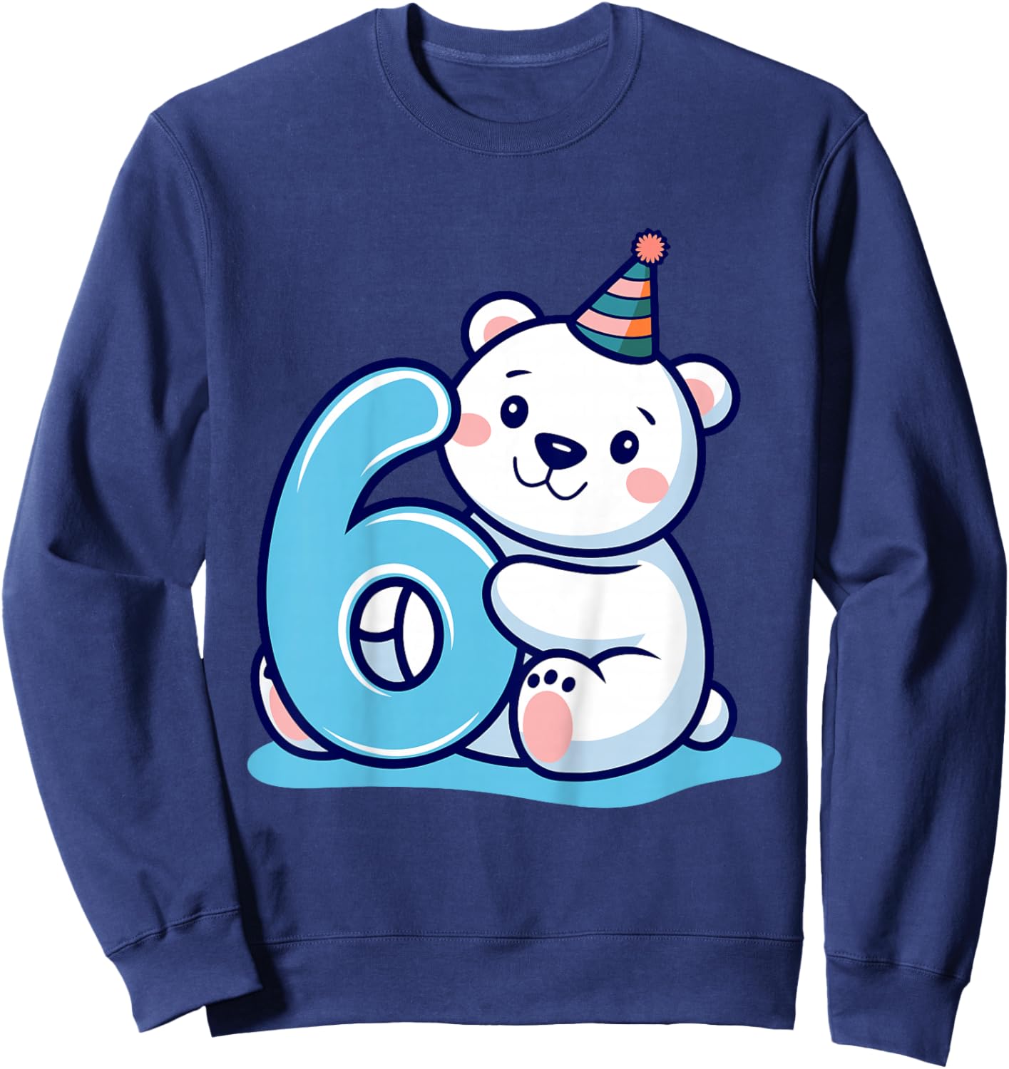 Kids 6th Birthday Polar Bear Kids Sweatshirt - Sweatshirt | Navy