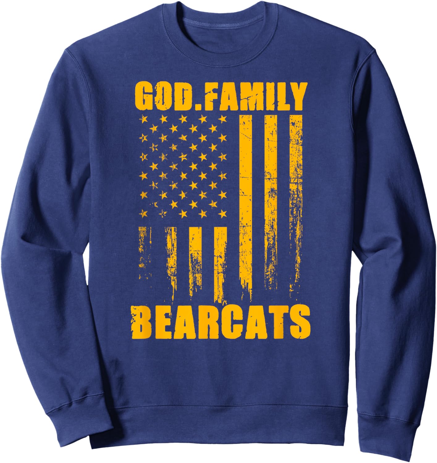 Whitesboro Bearcats God. Family. Vintage USA Flag Sweatshirt - Sweatshirt | Navy