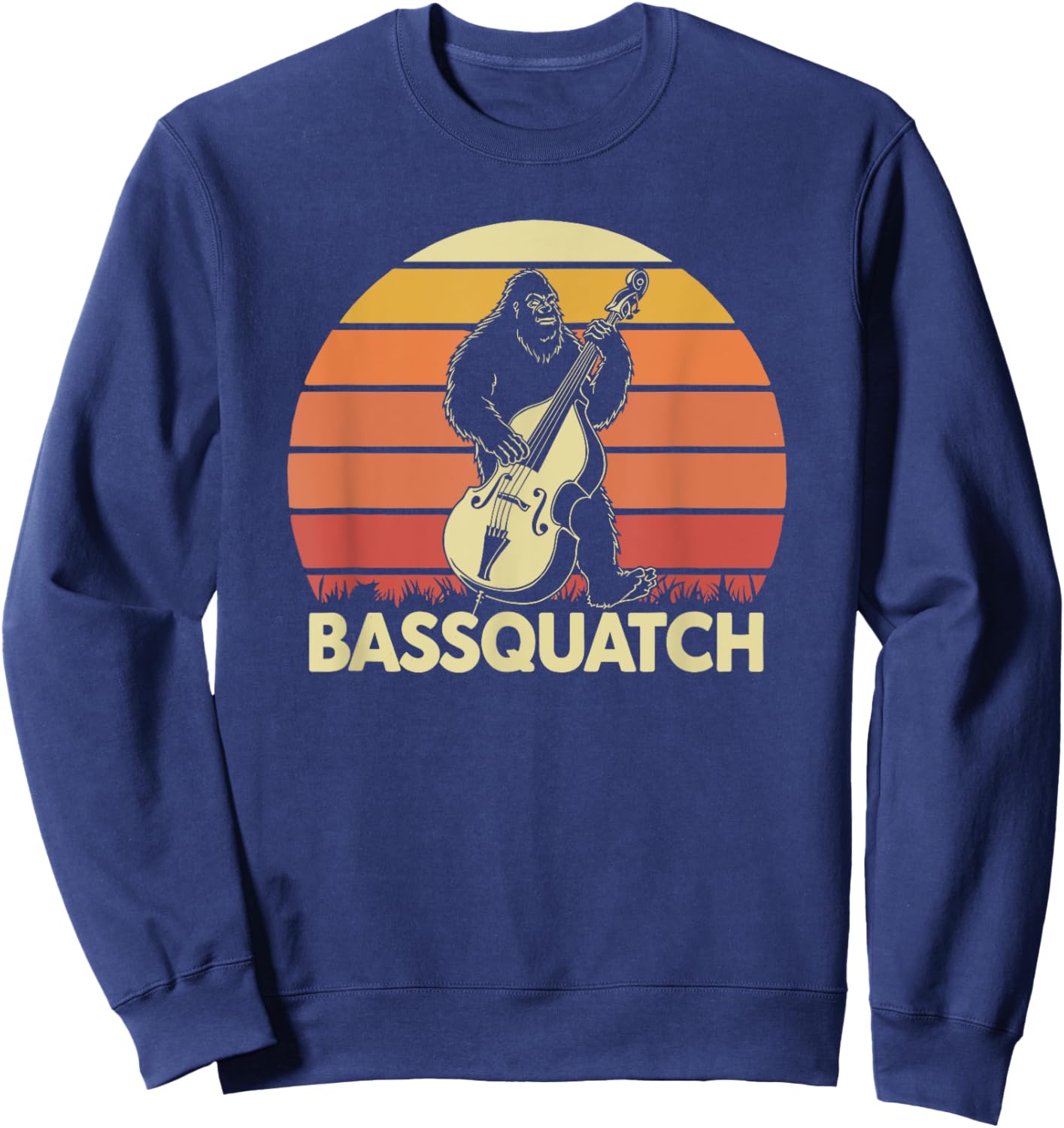 Bassquatch Bigfoot Double Bass Fiddle Upright Bass Sasquatch Sweatshirt - Sweatshirt | Navy